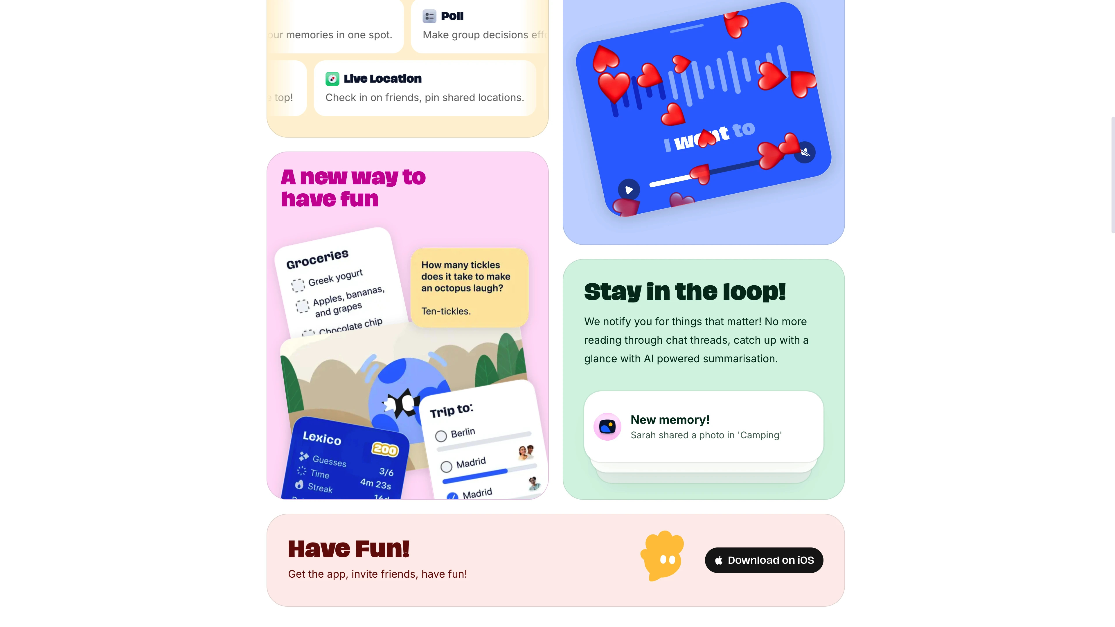 Full page screenshot of the Abode website. Abode is the best place to hang out on your phone. Multiplayer widgets in a …