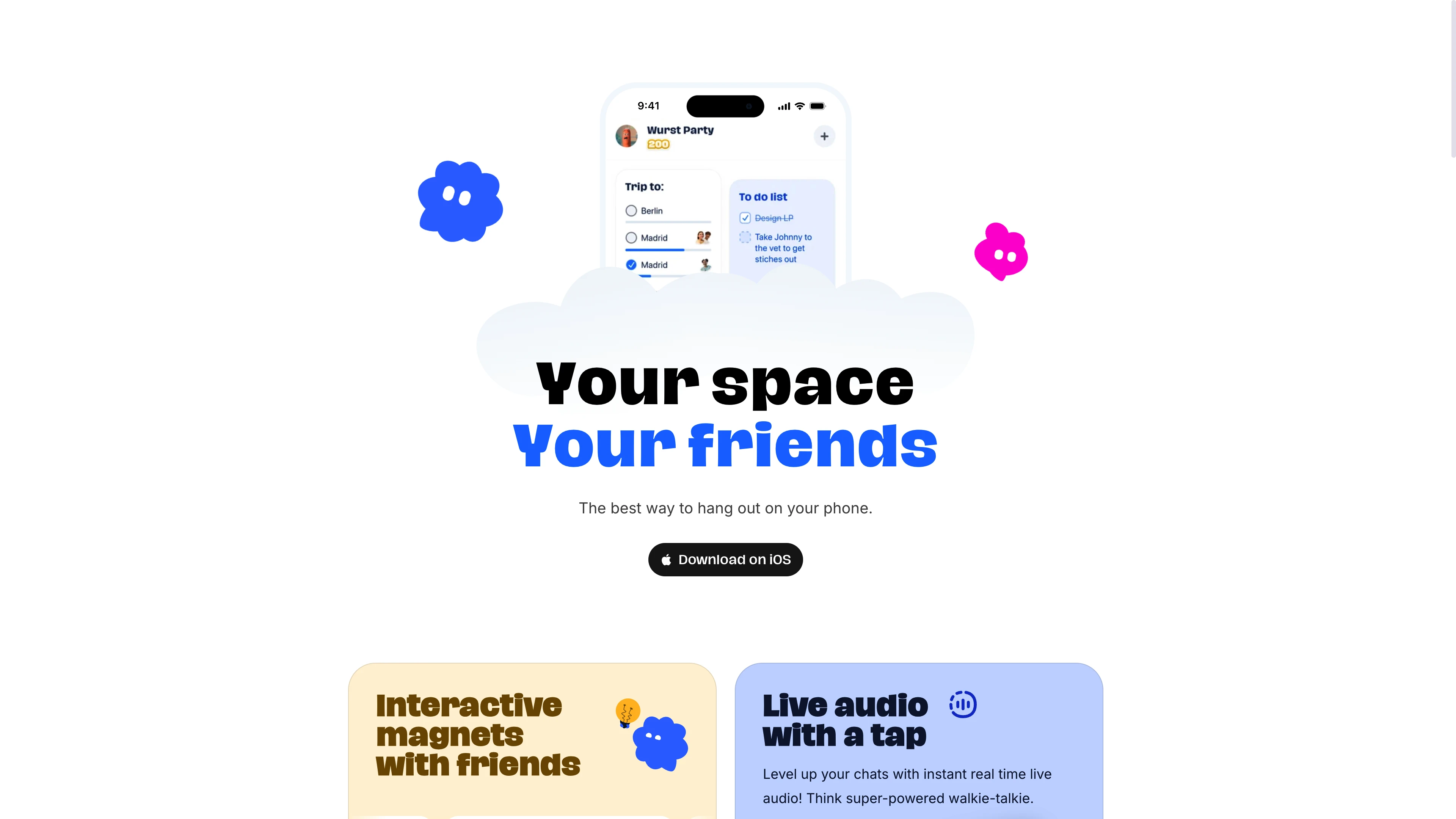 Full page screenshot of the Abode website. Abode is the best place to hang out on your phone. Multiplayer widgets in a …