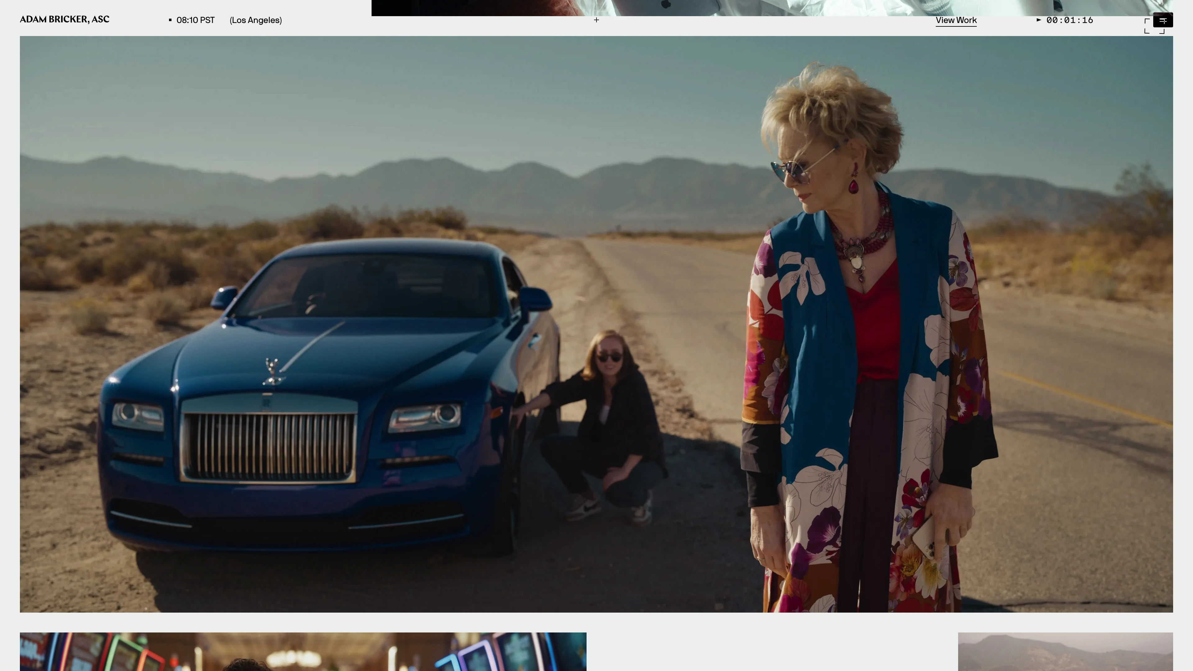 Full page screenshot of the Adam Bricker website. Emmy-nominated cinematographer Adam Bricker, ASC is known for Hacks, Chef’s …