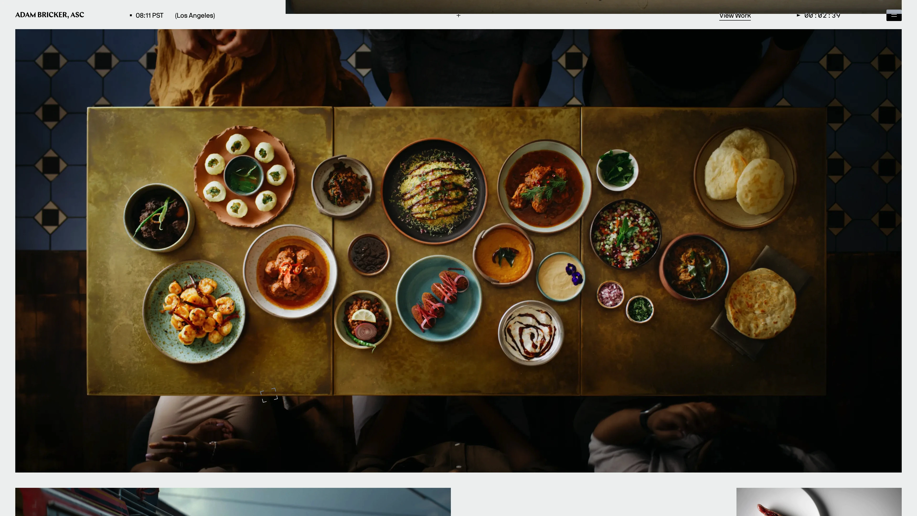 Full page screenshot of the Adam Bricker website. Emmy-nominated cinematographer Adam Bricker, ASC is known for Hacks, Chef’s …