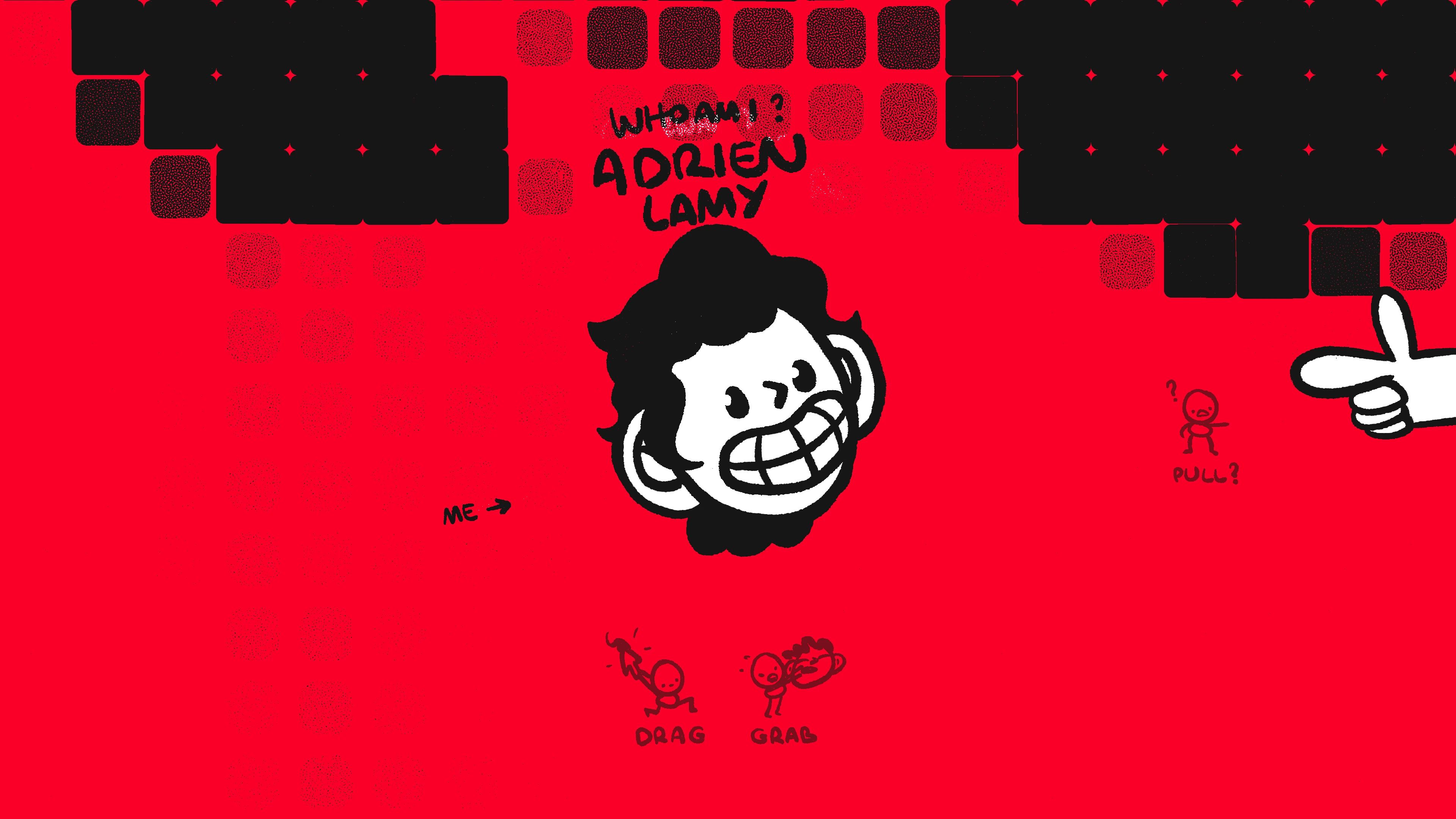 Full page screenshot of the Adrien Lamy website. Independent Creative Developer based in Paris, passionate about animation and …