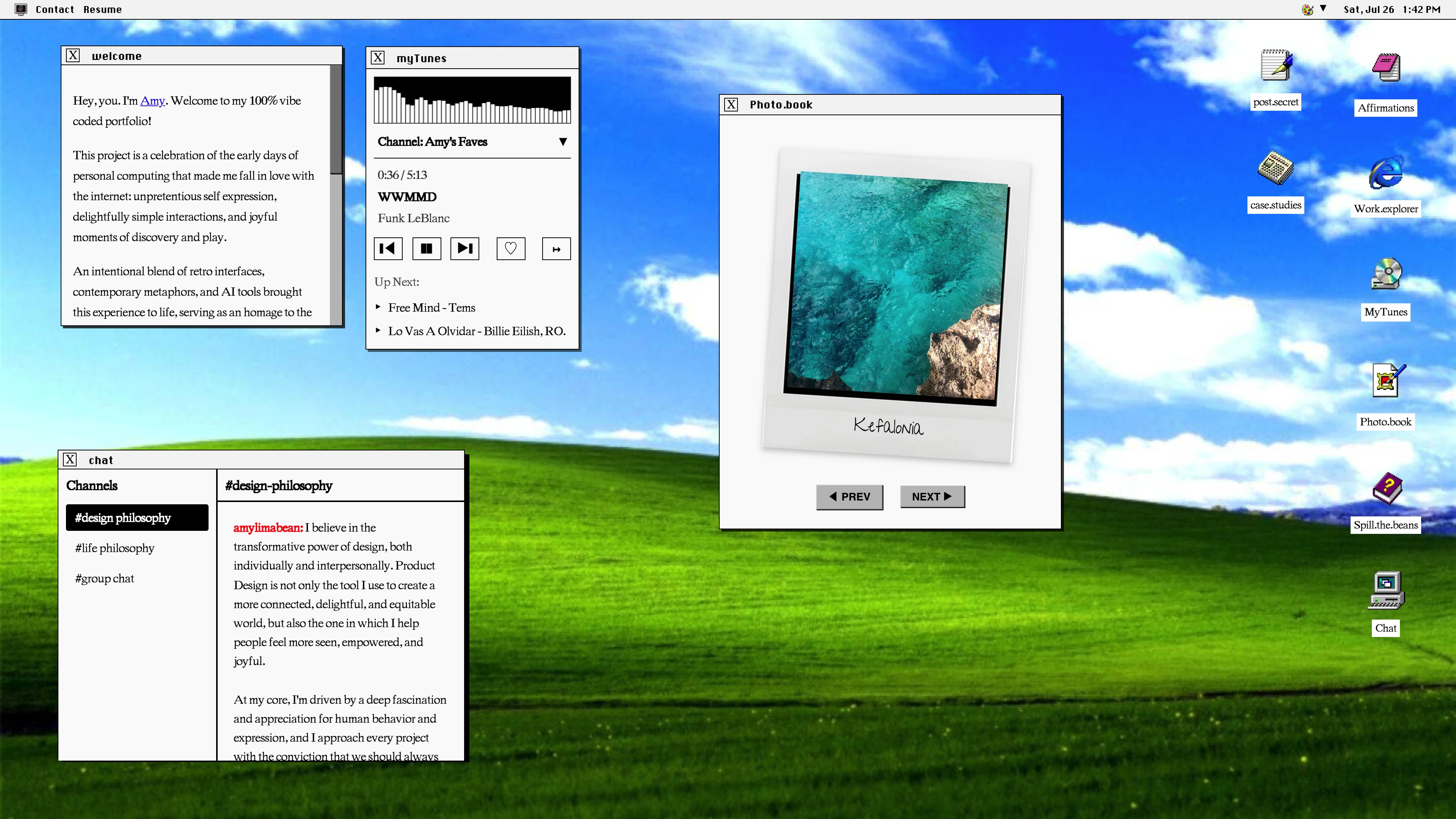 Full page screenshot of the limabeanOS website. A digital garden by Amy Lima, built with love, gratitude, nostalgia, and Cursor.