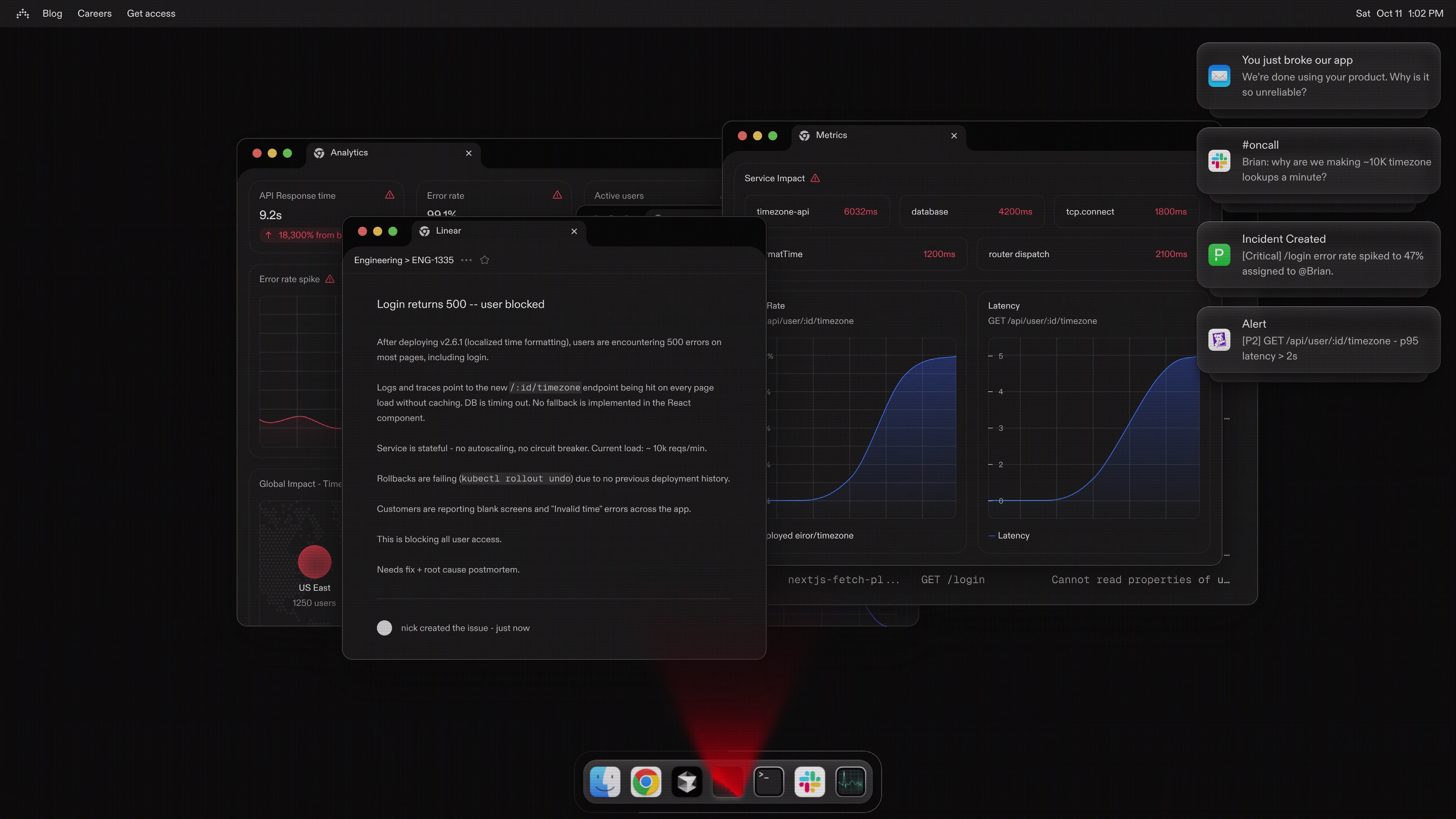Full page screenshot of the Antimetal website. For everything that happens after you deploy. Antimetal is the AI platform to …
