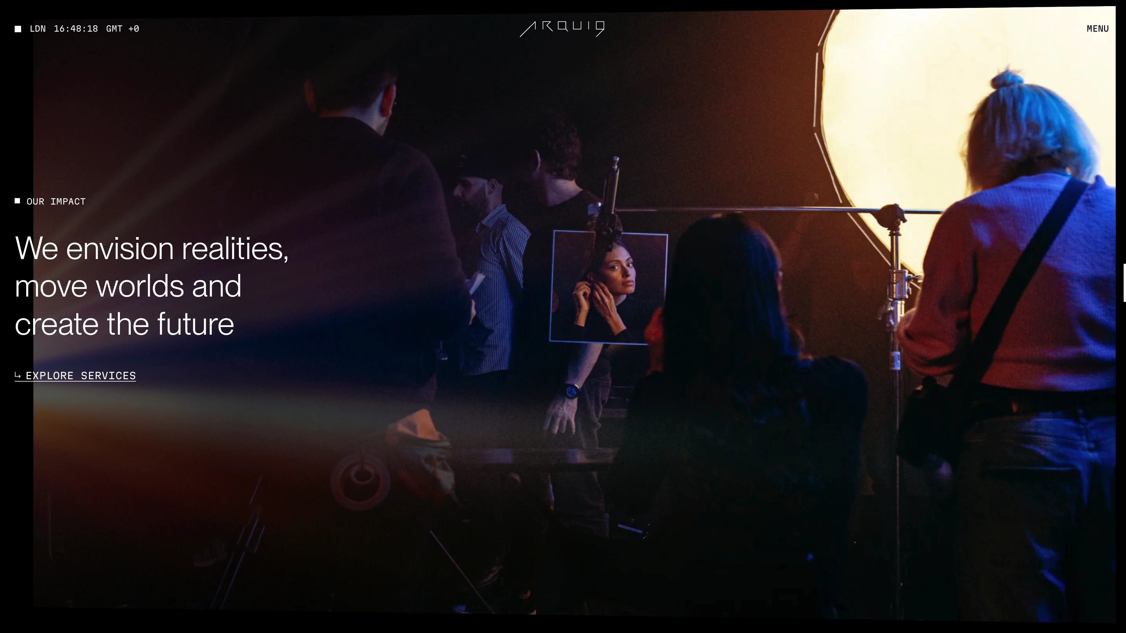 Full page screenshot of the Arqui9 website. Award Winning 3D Creative Agency. Arqui9 brings 10+ years of expertise in …