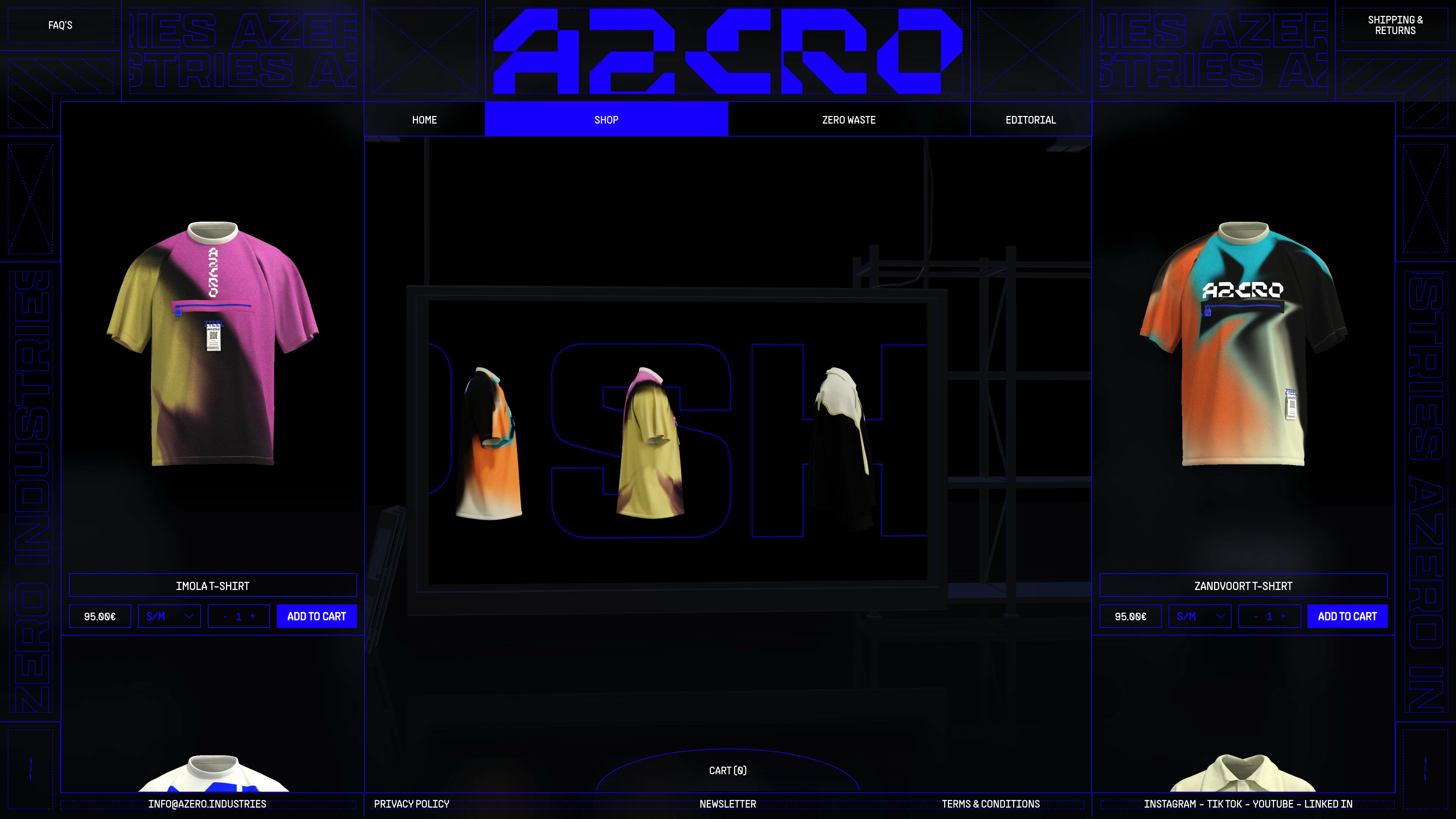 Full page screenshot of the AZERO website. Designed with precision. Crafted with purpose.