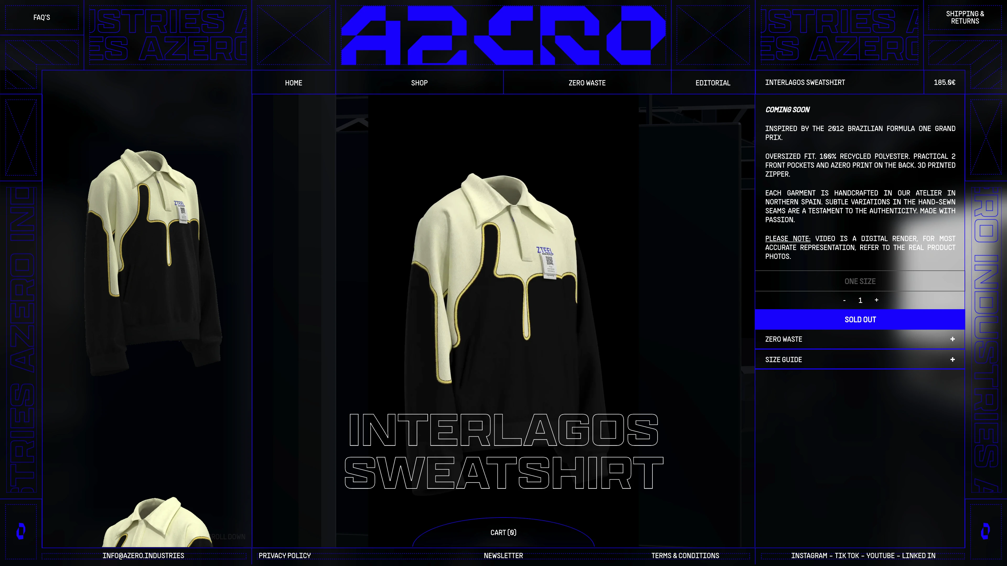 Full page screenshot of the AZERO website. Designed with precision. Crafted with purpose.