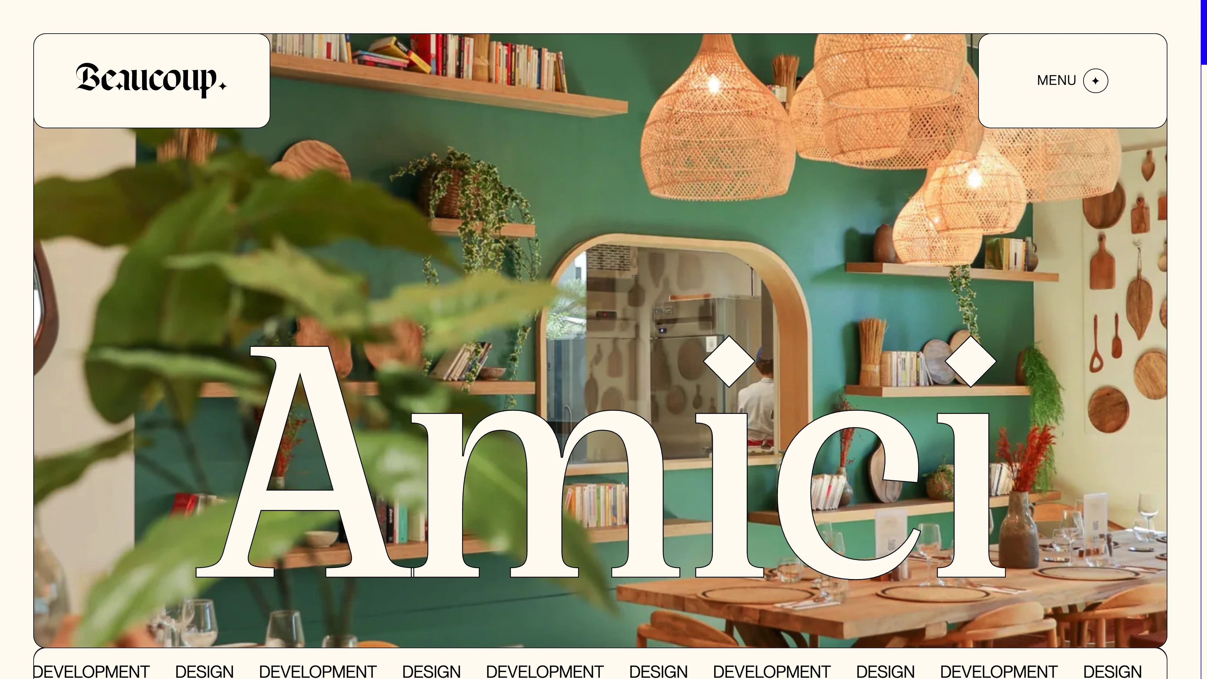 Full page screenshot of the Beaucoup website. Studio dedicated to interactive and creative experiences. As a multidisciplinary …