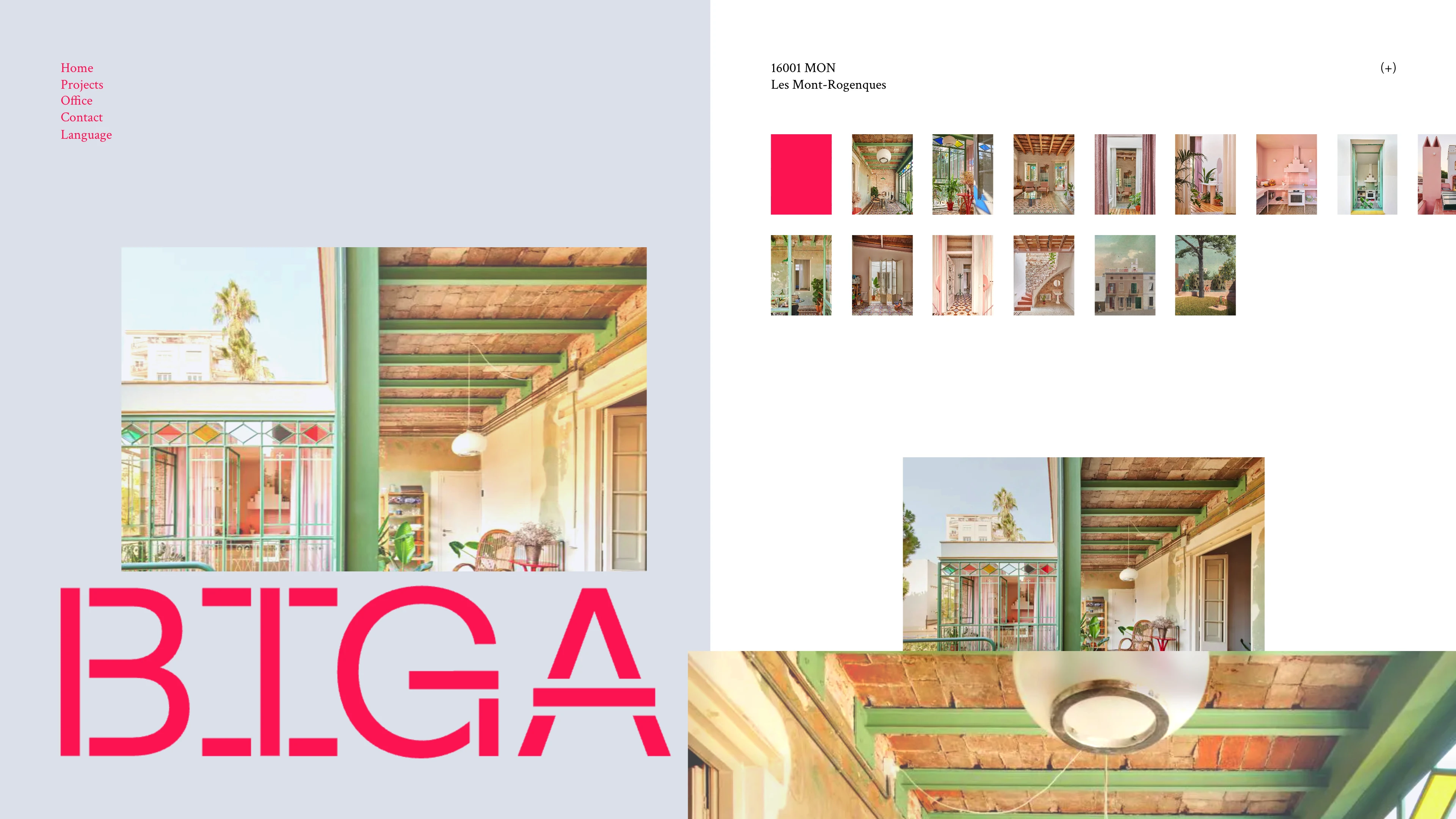 Full page screenshot of the Biga website. Estudi Biga is a cooperative of architects founded in 2018 and based in …