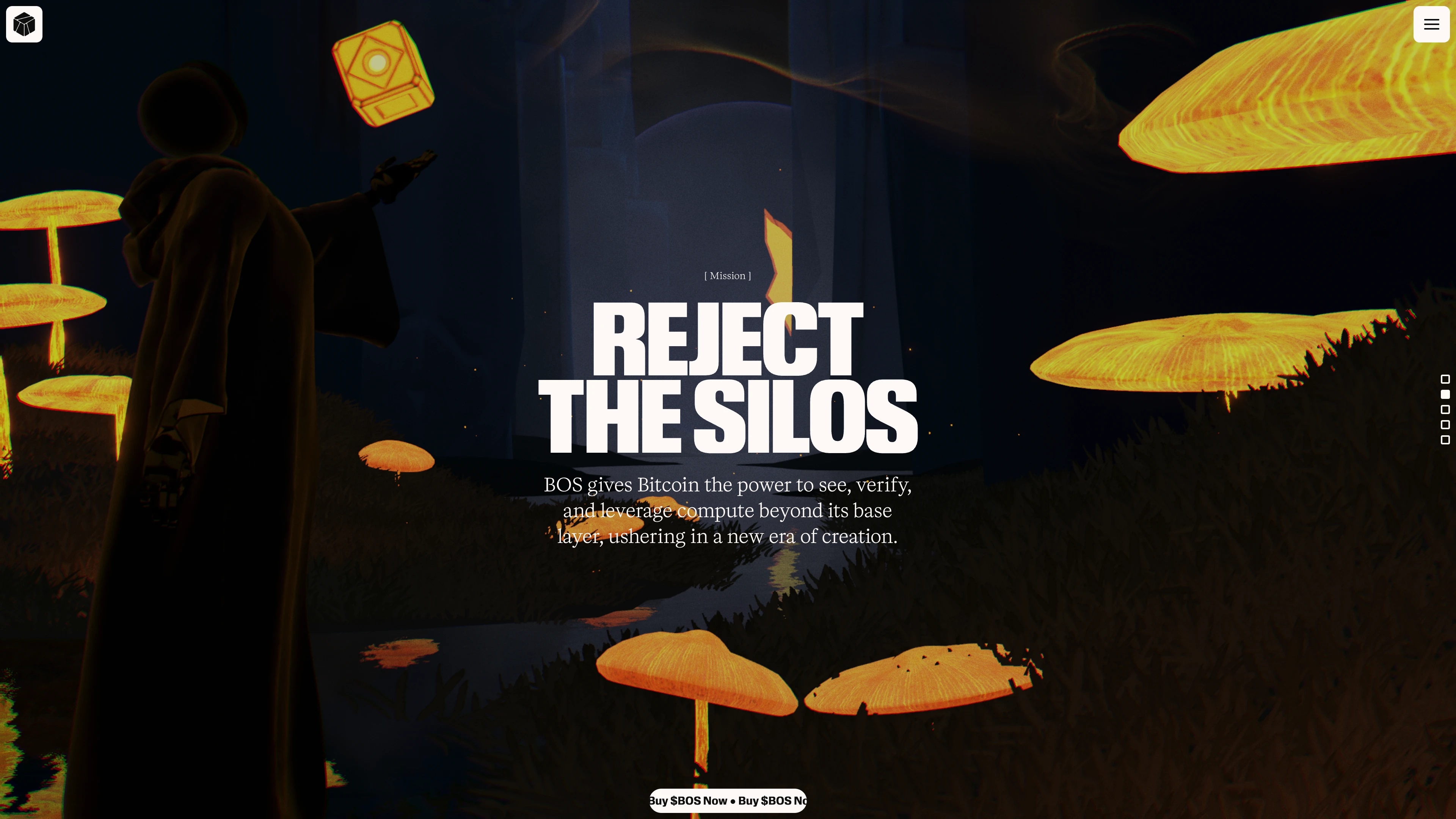 Full page screenshot of the BitcoinOS website. BitcoinOS is the smart contract operating system for Bitcoin.
