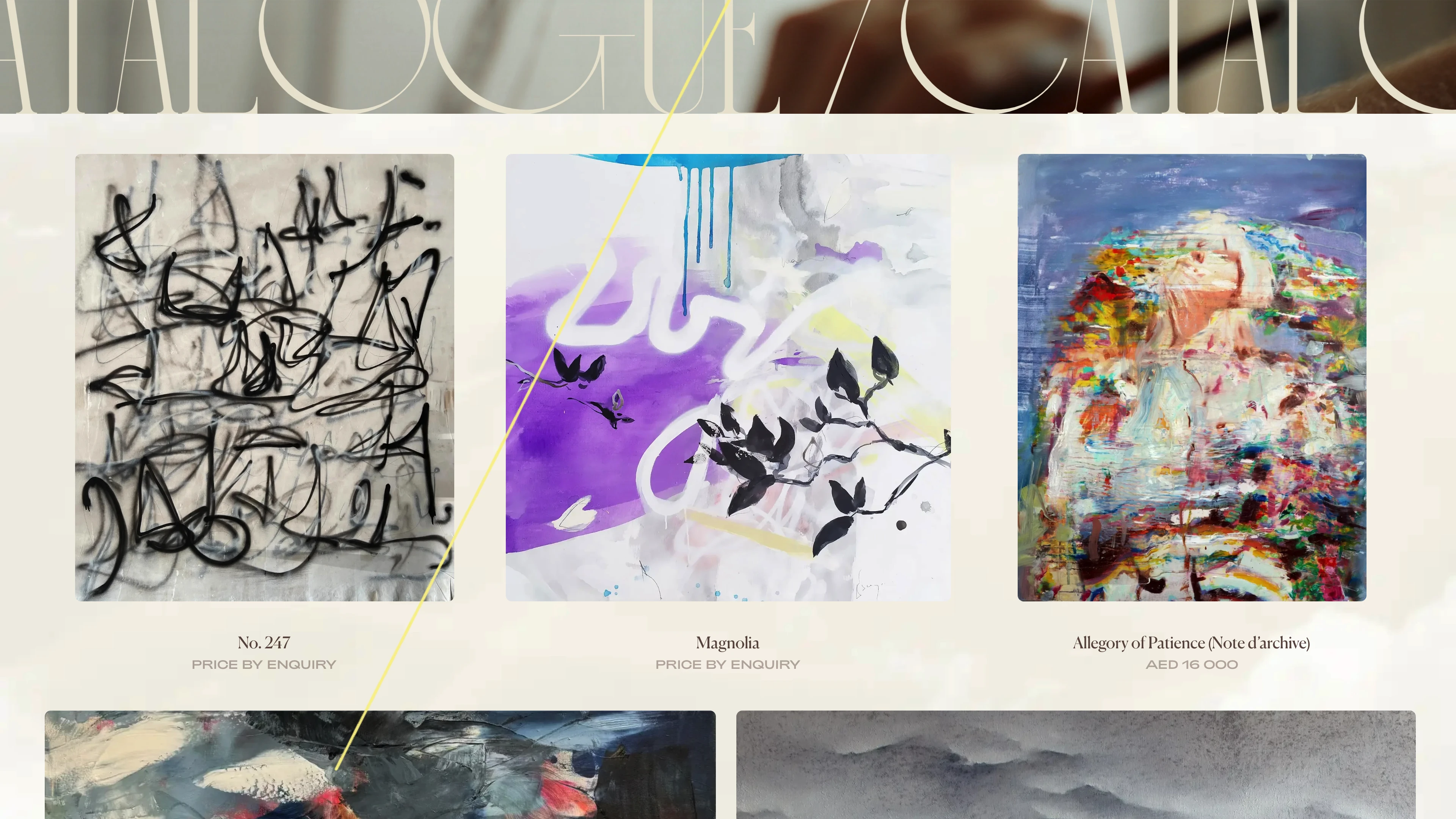 Full page screenshot of the BOYD website. BOYD is an online gallery featuring a unique selection of global artworks, based …