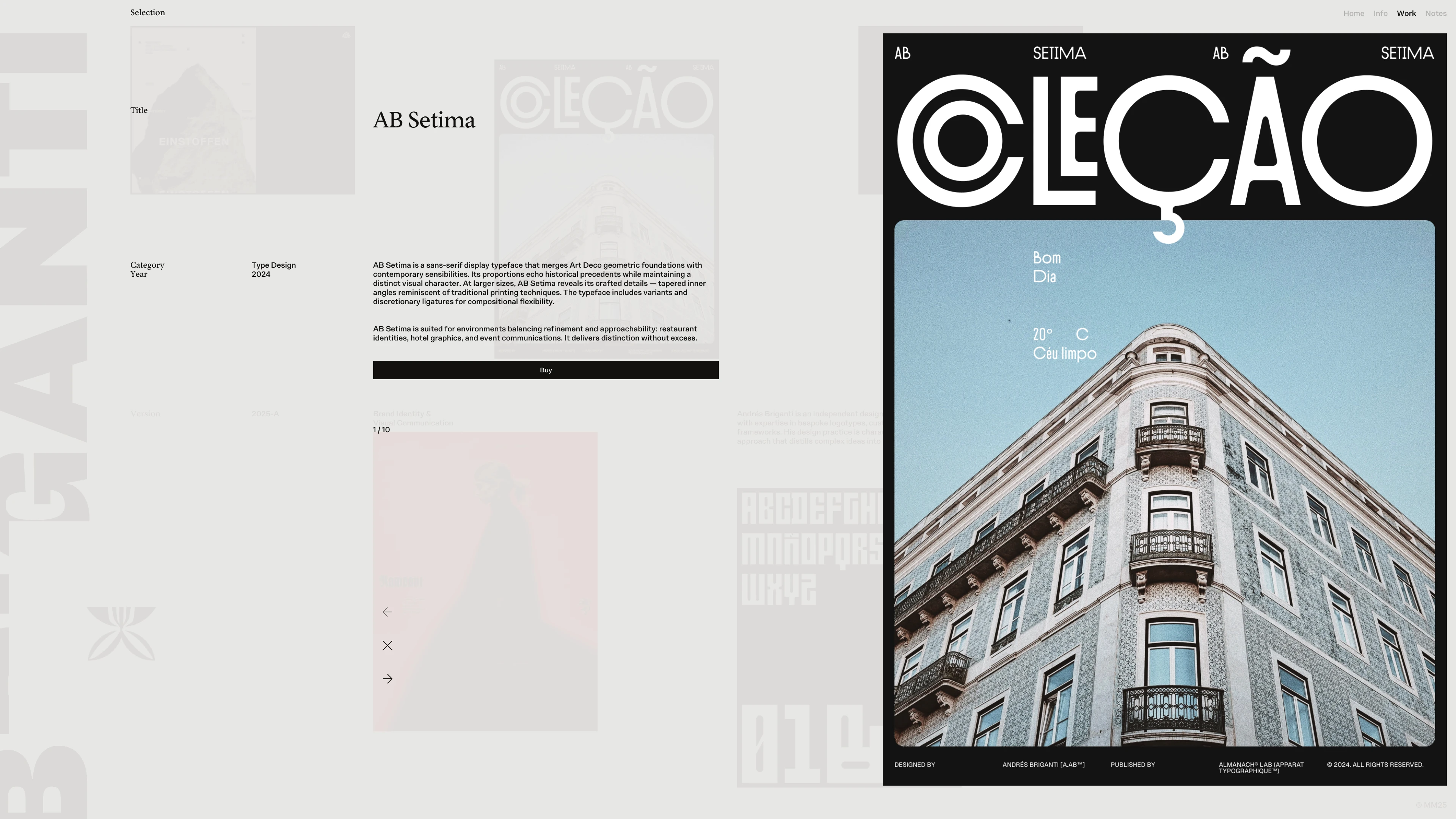 Full page screenshot of the Andres Briganti website. Andrés Briganti is an independent designer specializing in visual identity, with …
