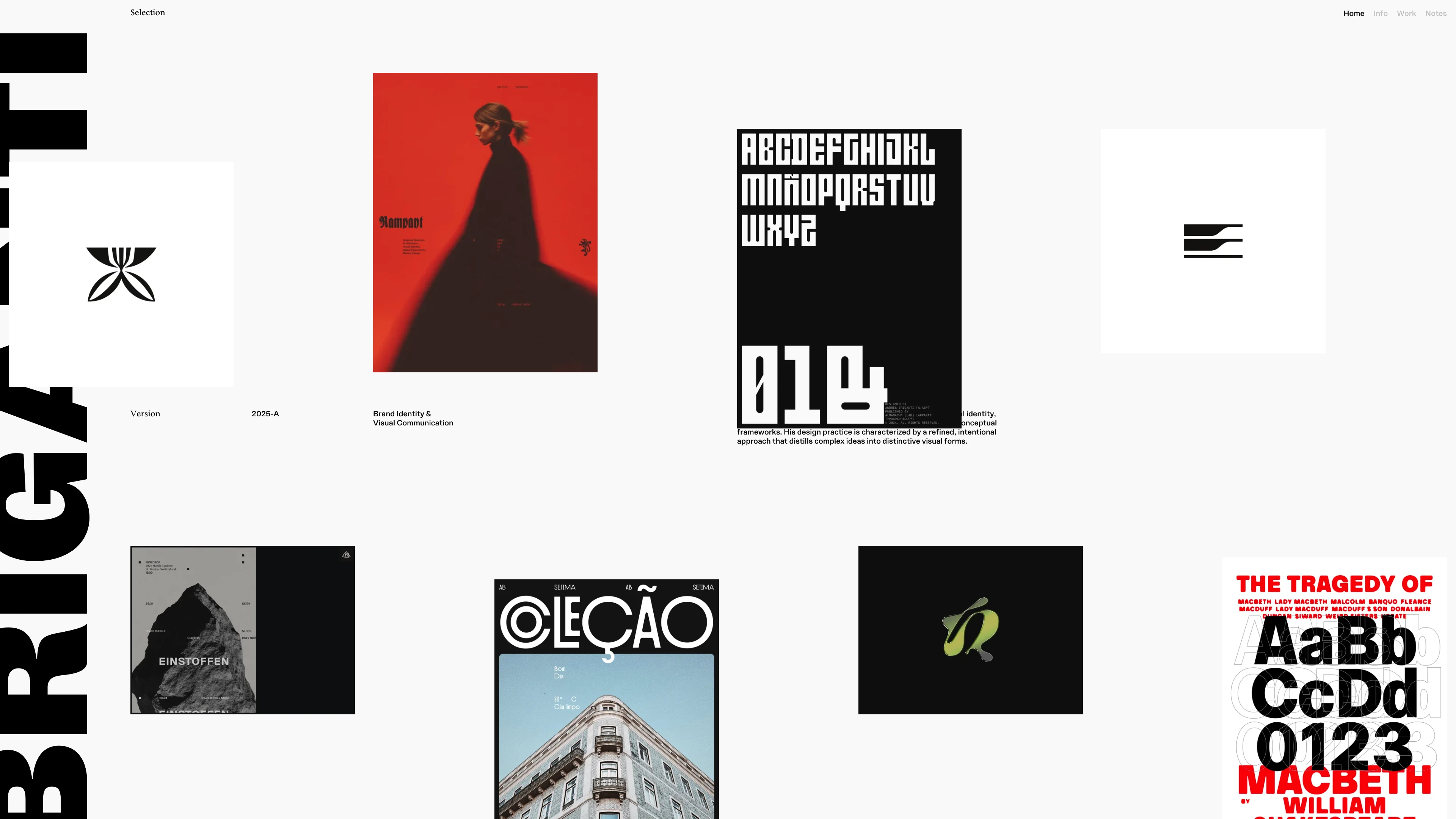 Full page screenshot of the Andres Briganti website. Andrés Briganti is an independent designer specializing in visual identity, with …