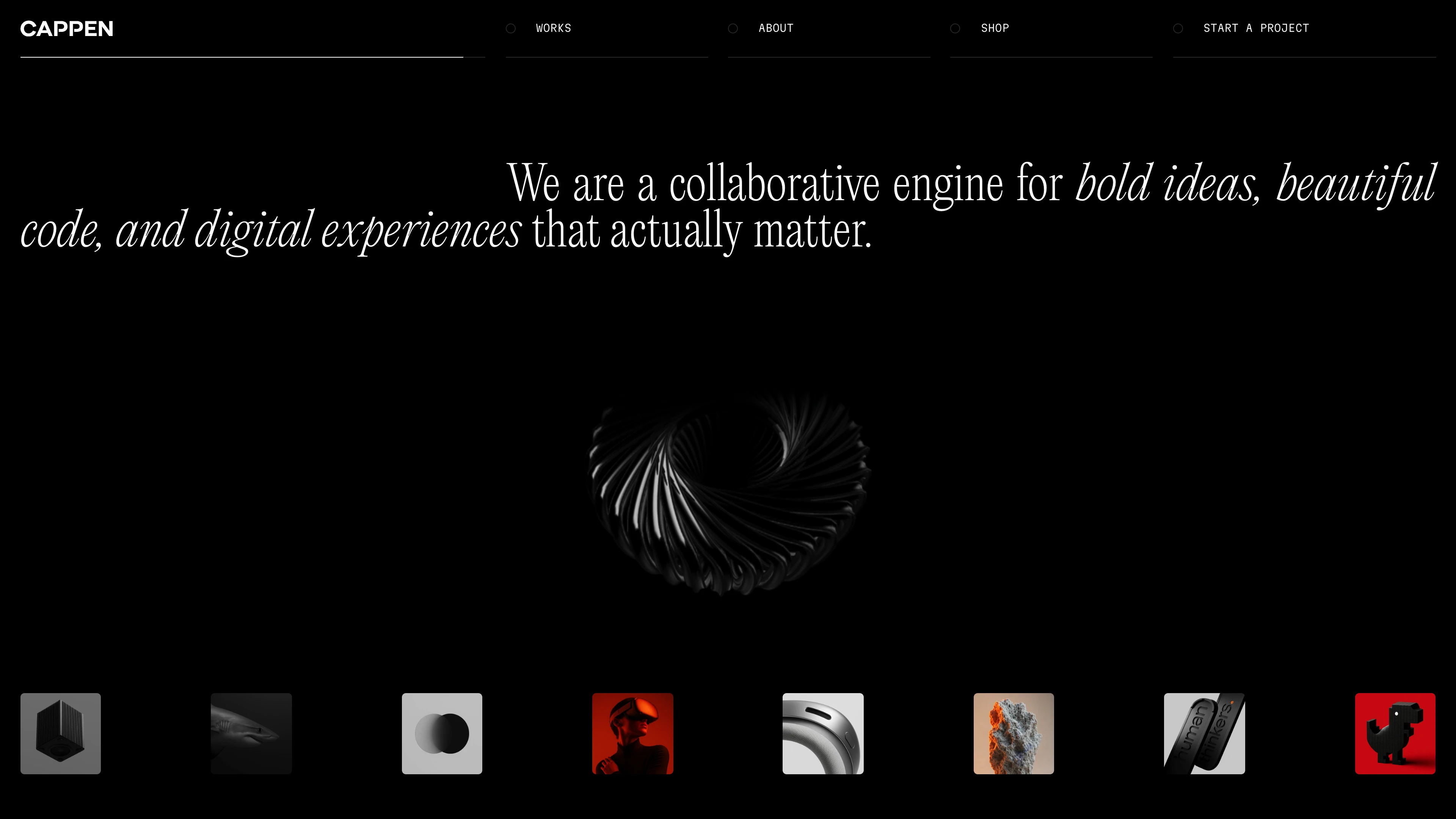 Full page screenshot of the Cappen website. Cappen is a globally awarded web design & development and creative design …