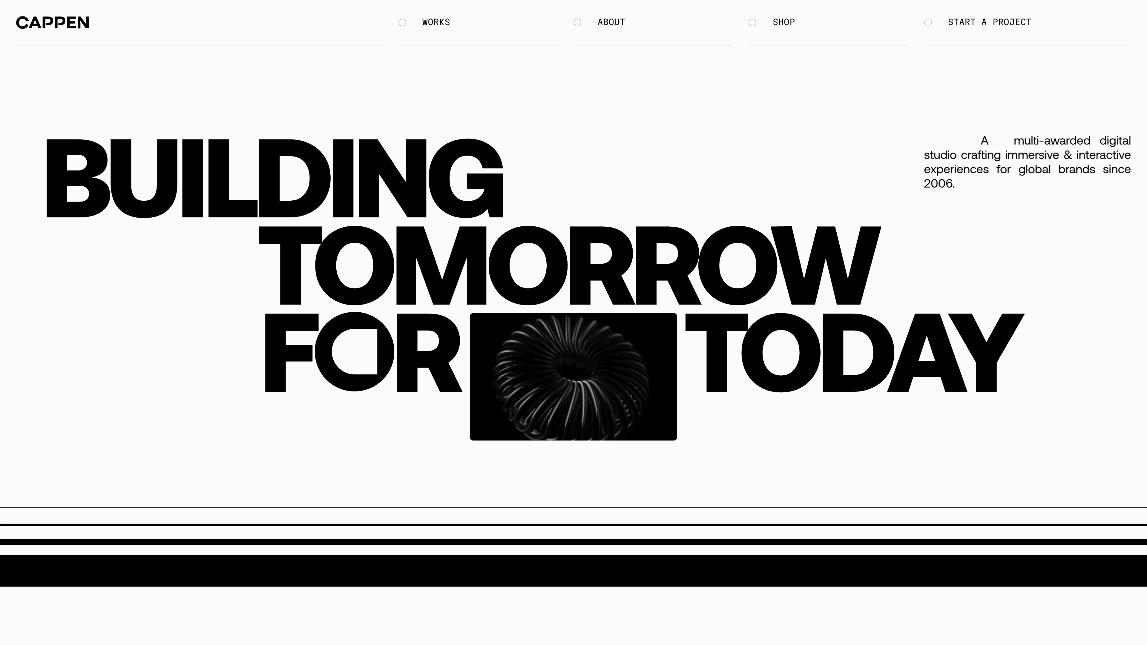 Full page screenshot of the Cappen website. Cappen is a globally awarded web design & development and creative design …