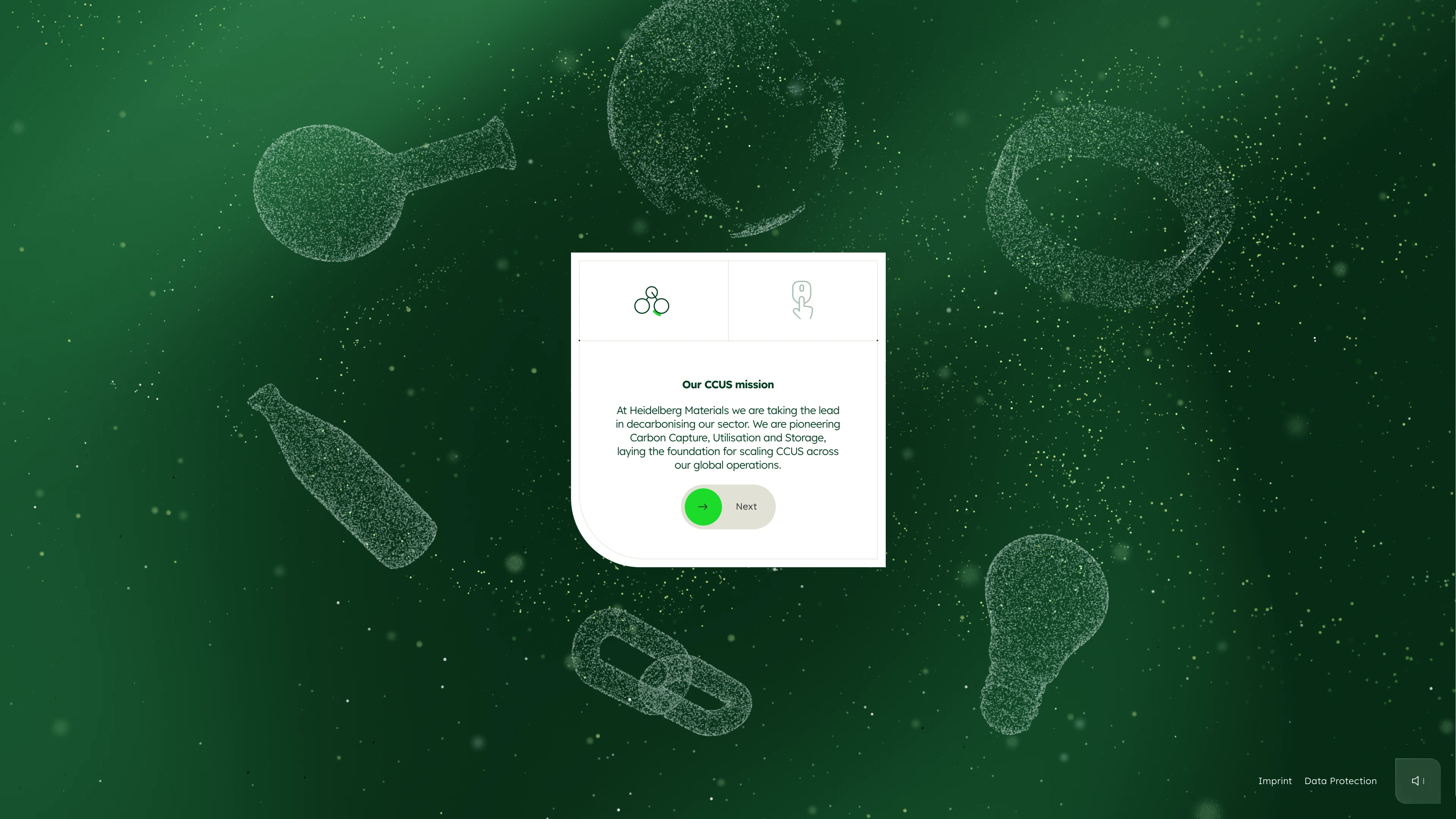 Full page screenshot of the CCUS Experience website. A digital experience exploring Heidelberg Materials' pioneering work in Carbon …