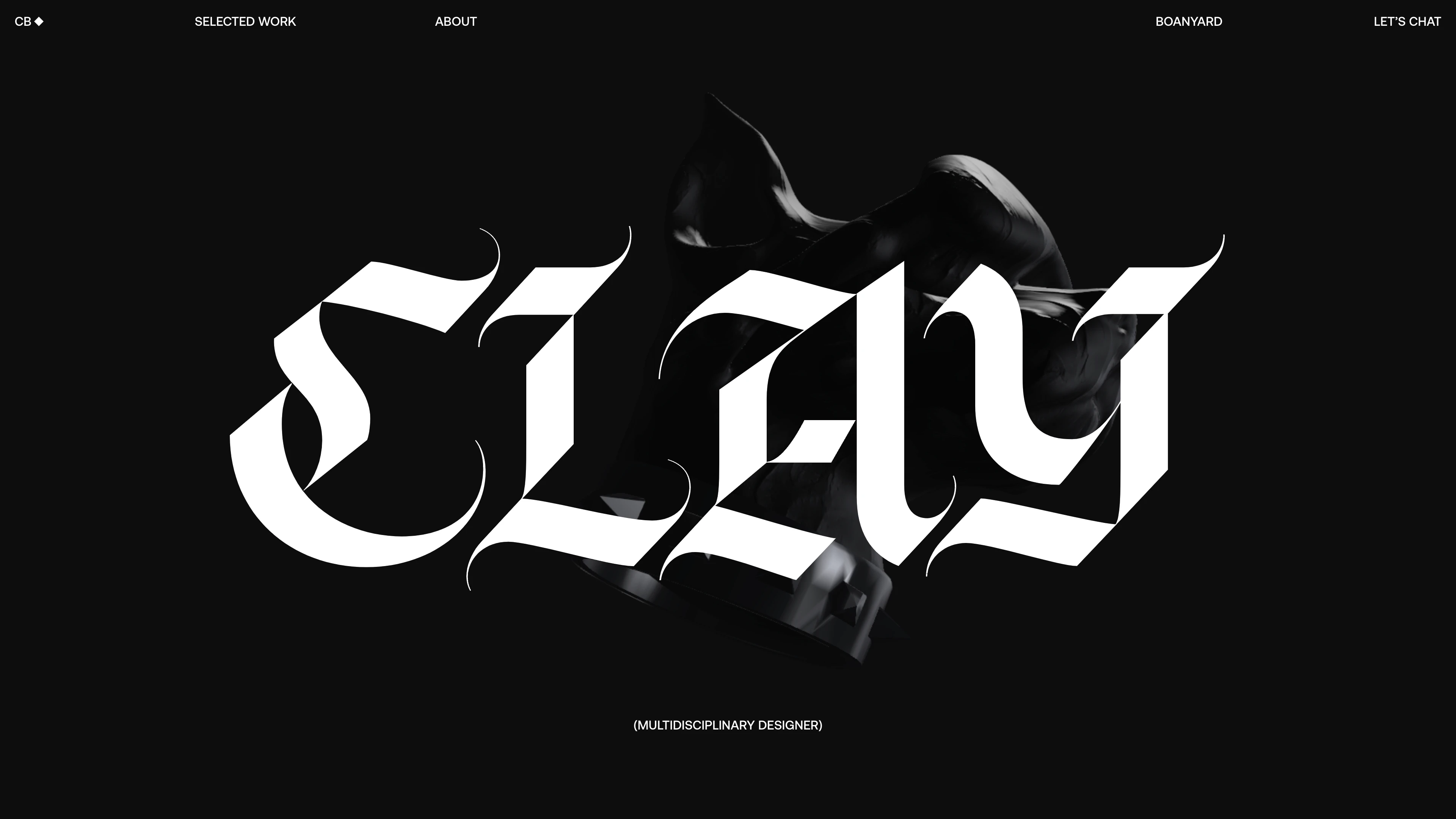 Full page screenshot of the Clay Boan website. A multidisciplinary designer based in NYC with a focus on art direction, …