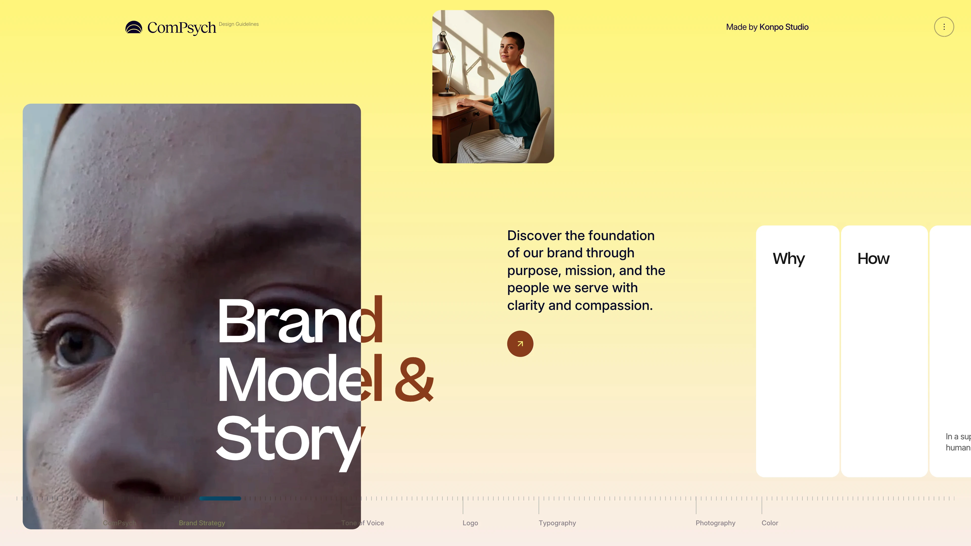 Full page screenshot of the Compsych website. At Compsych, our Brand Guidelines help us infuse everything we make with …