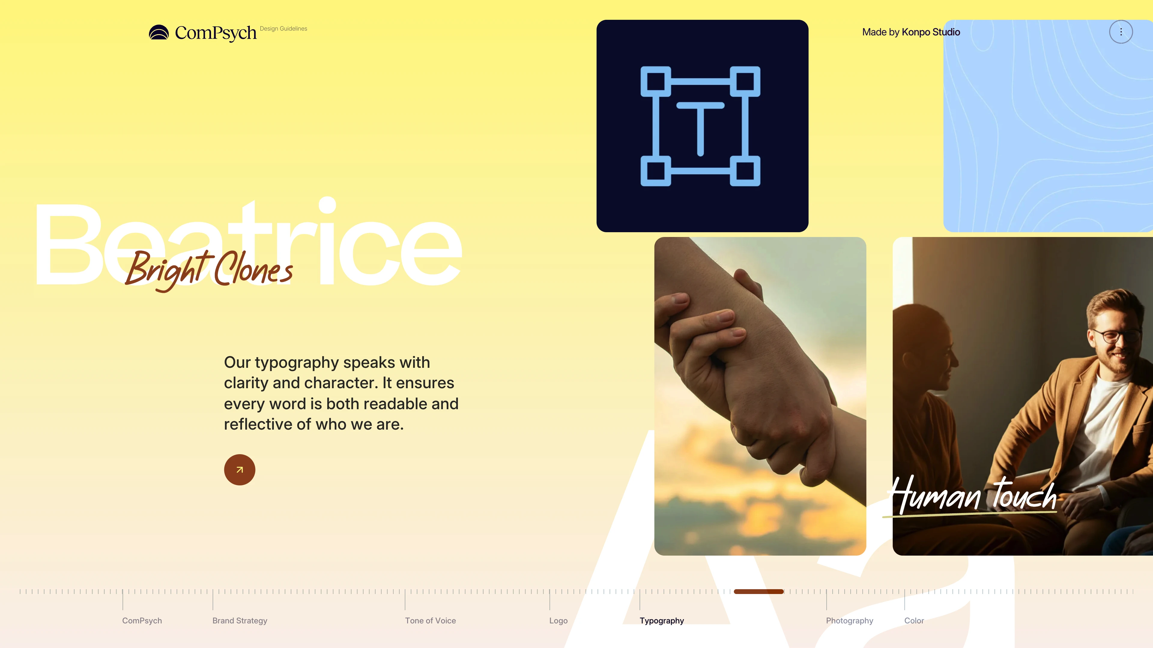 Full page screenshot of the Compsych website. At Compsych, our Brand Guidelines help us infuse everything we make with …
