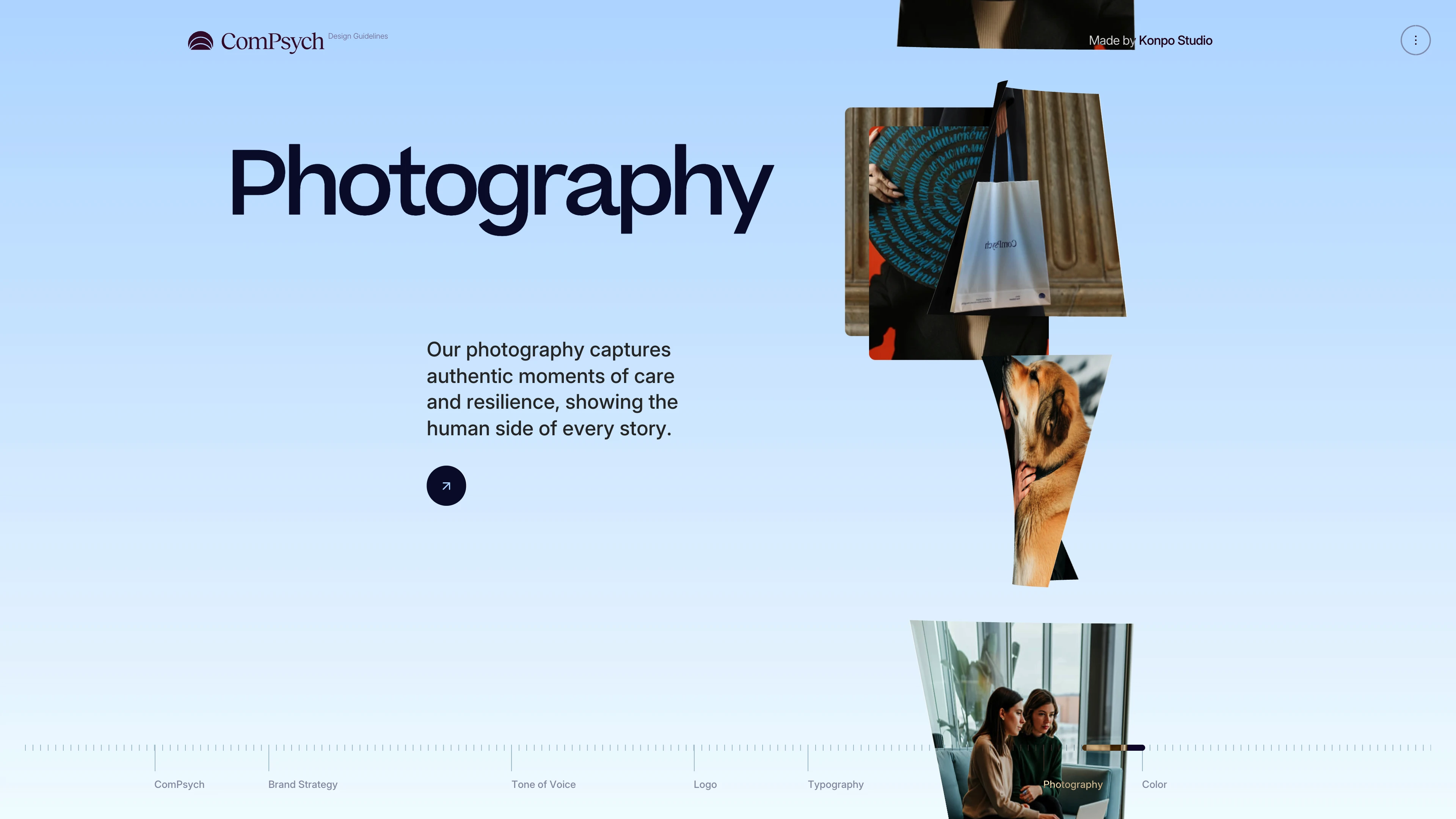 Full page screenshot of the Compsych website. At Compsych, our Brand Guidelines help us infuse everything we make with …