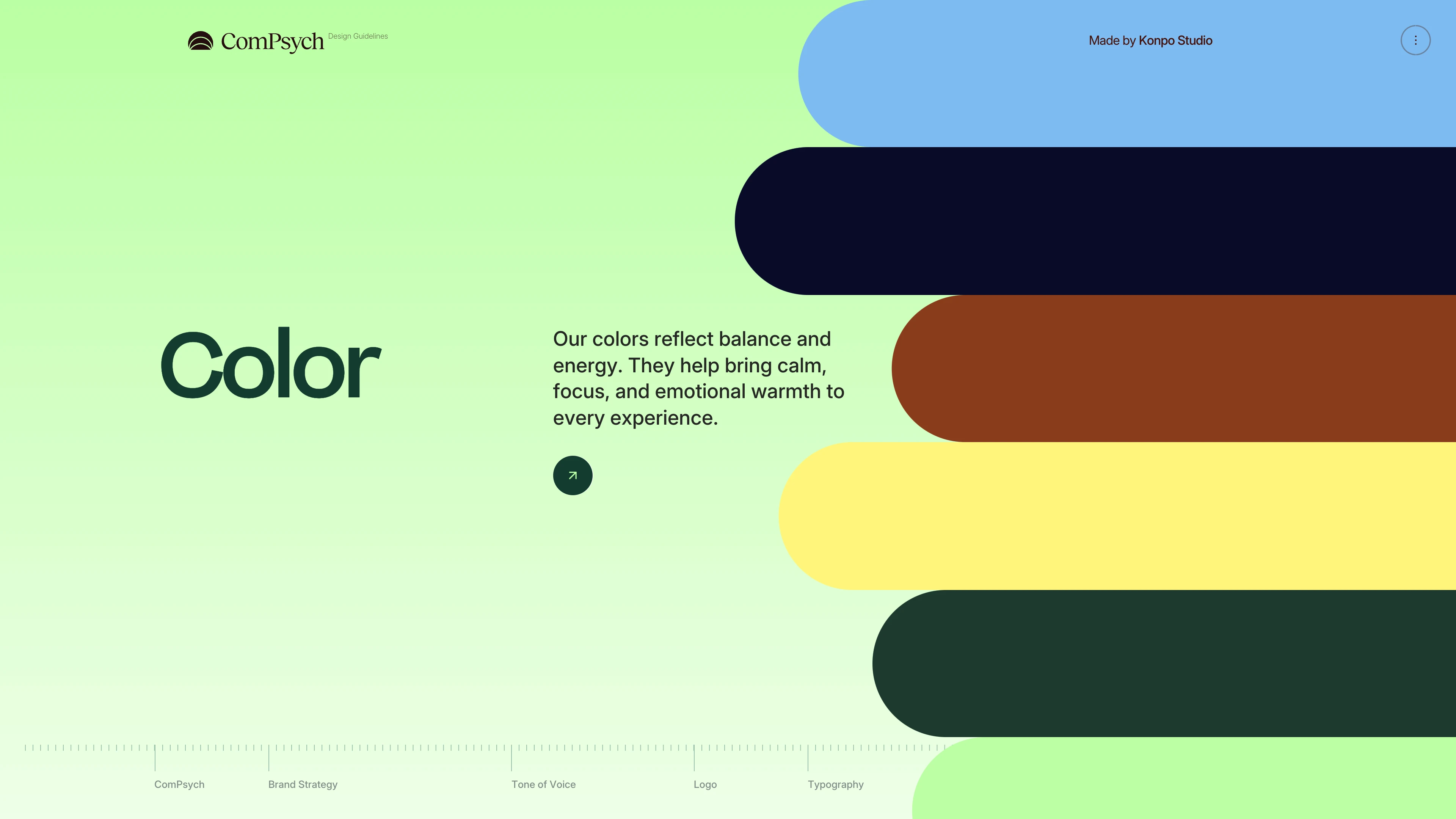 Full page screenshot of the Compsych website. At Compsych, our Brand Guidelines help us infuse everything we make with …