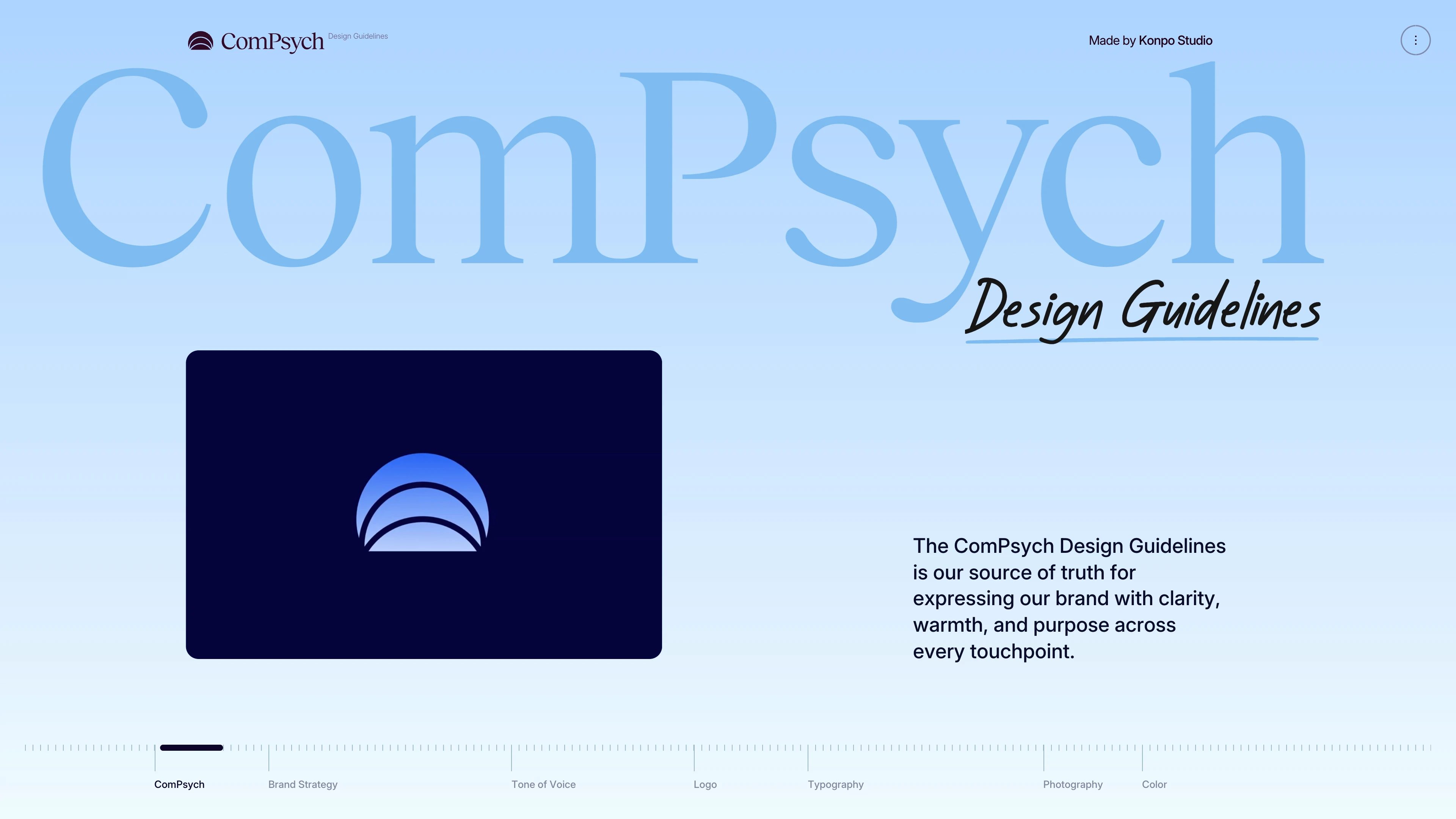 Full page screenshot of the Compsych website. At Compsych, our Brand Guidelines help us infuse everything we make with …
