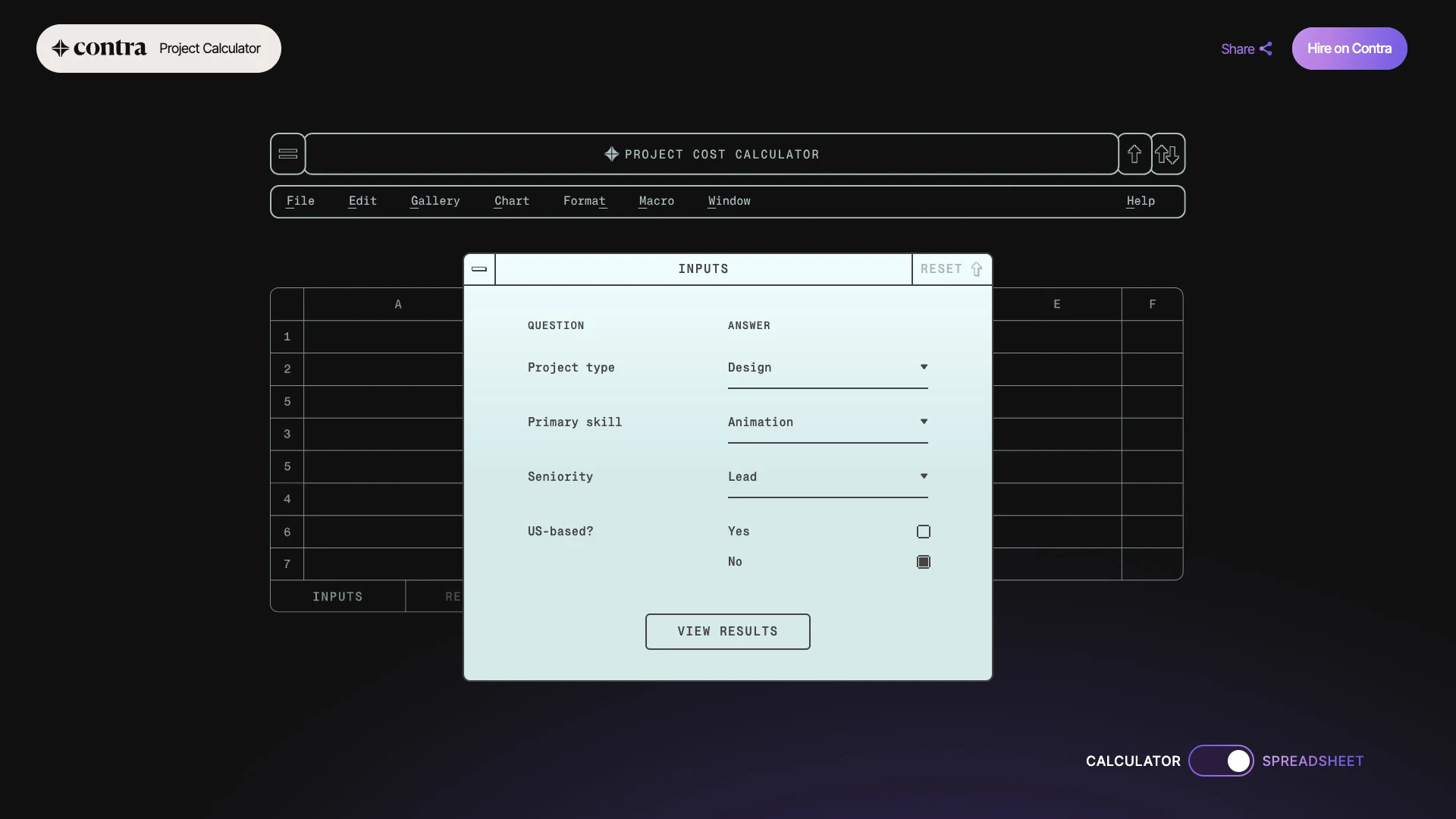 Contra - Project Calculator