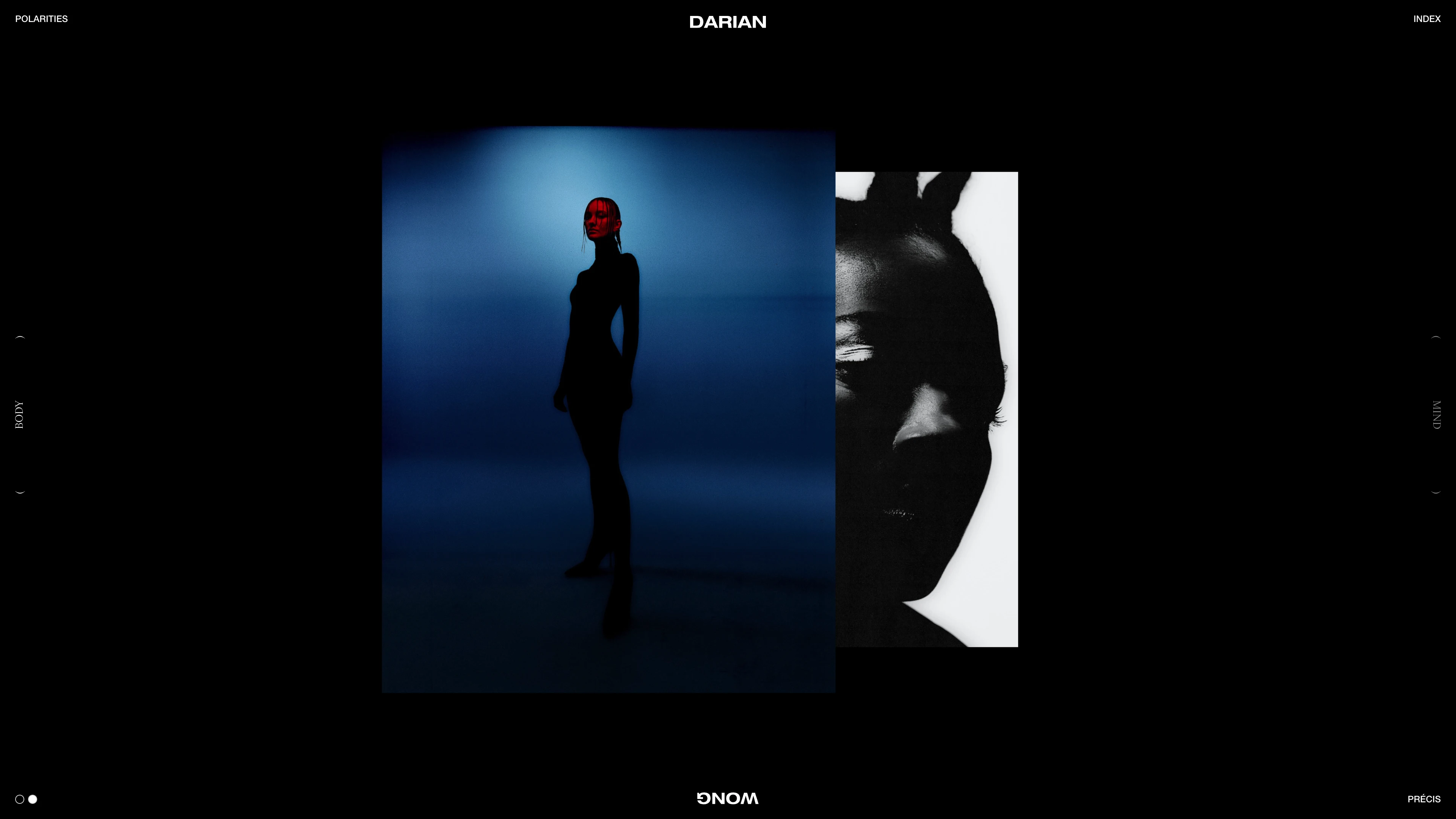 Full page screenshot of the Darian Wong website. An open investigation into the nature of duality by visual artist, photographer …