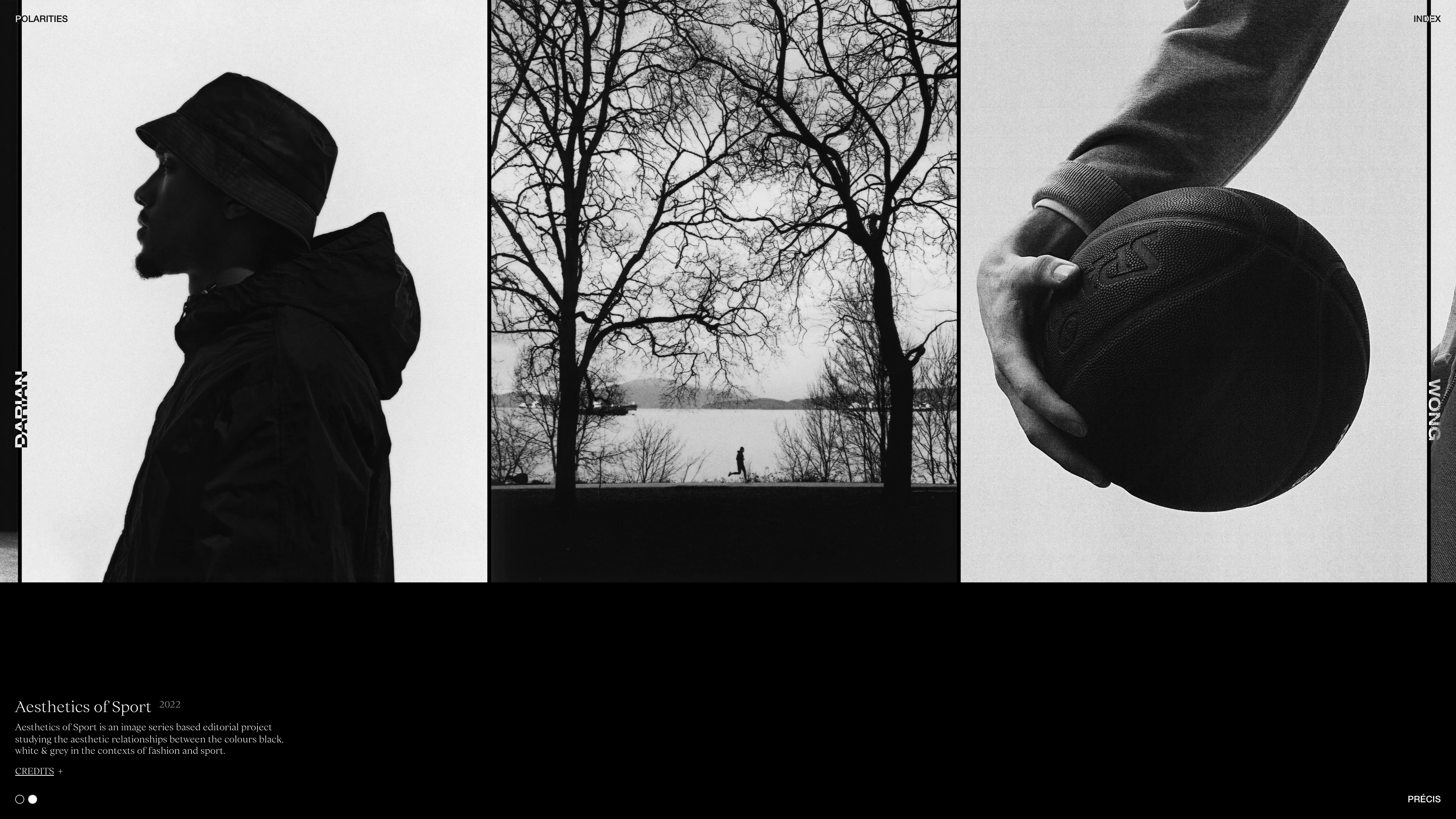Full page screenshot of the Darian Wong website. An open investigation into the nature of duality by visual artist, photographer …