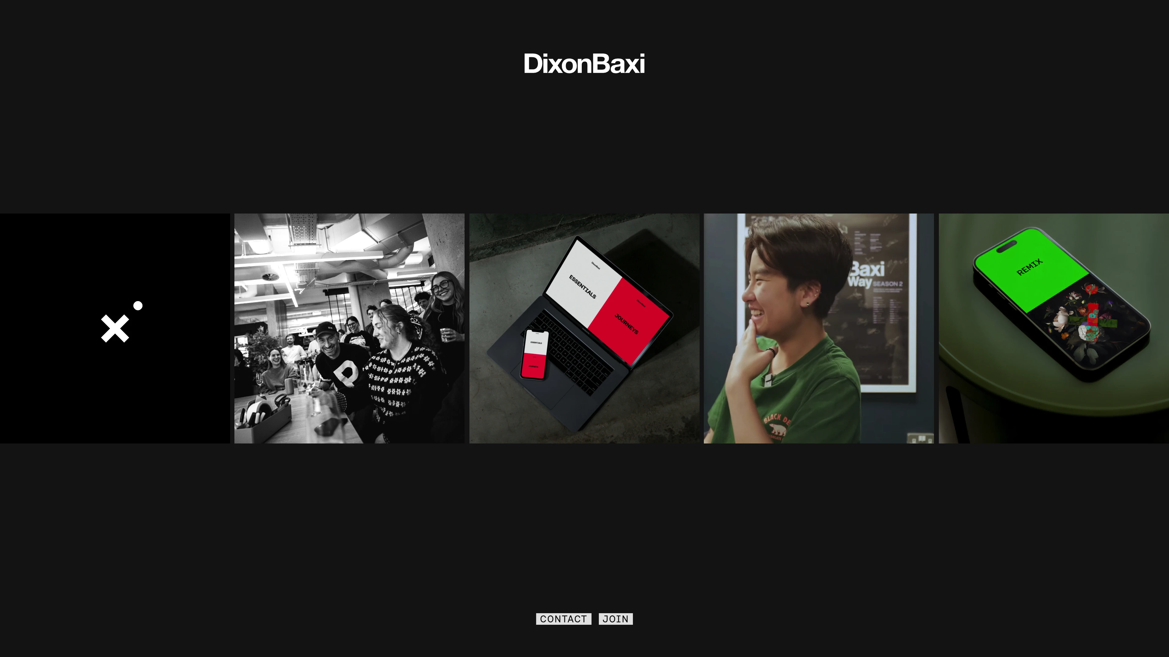 Full page screenshot of the DixonBaxi website. Brave brands change the world. We help create them.