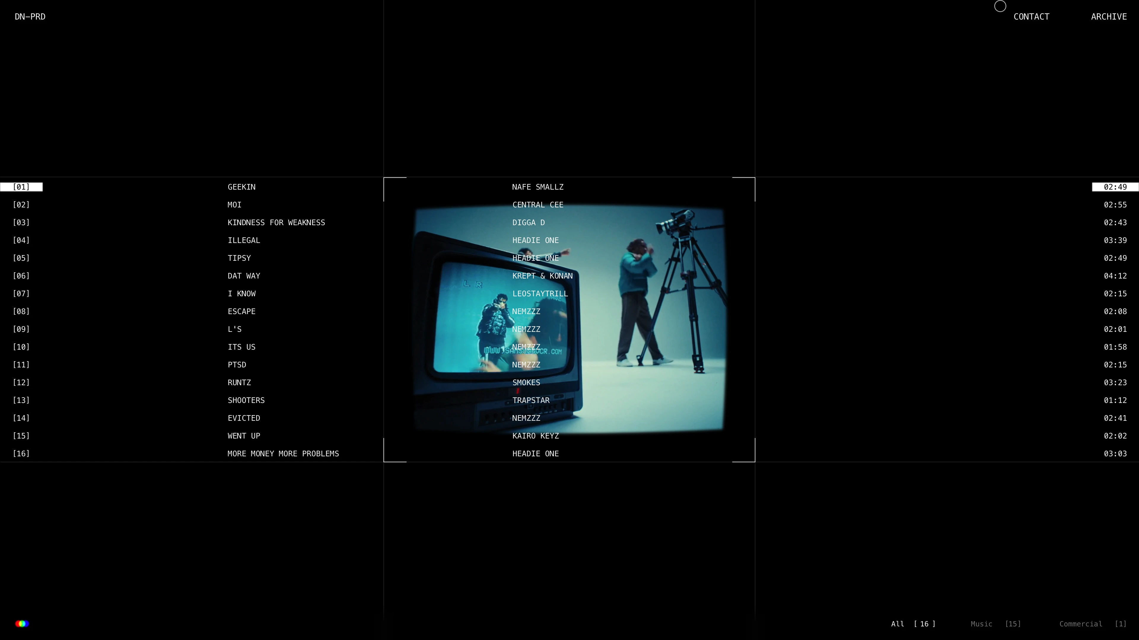 Full page screenshot of the DON PROD website. DON PROD are a dynamic directingtrio from Isle of Wight operating in the London …
