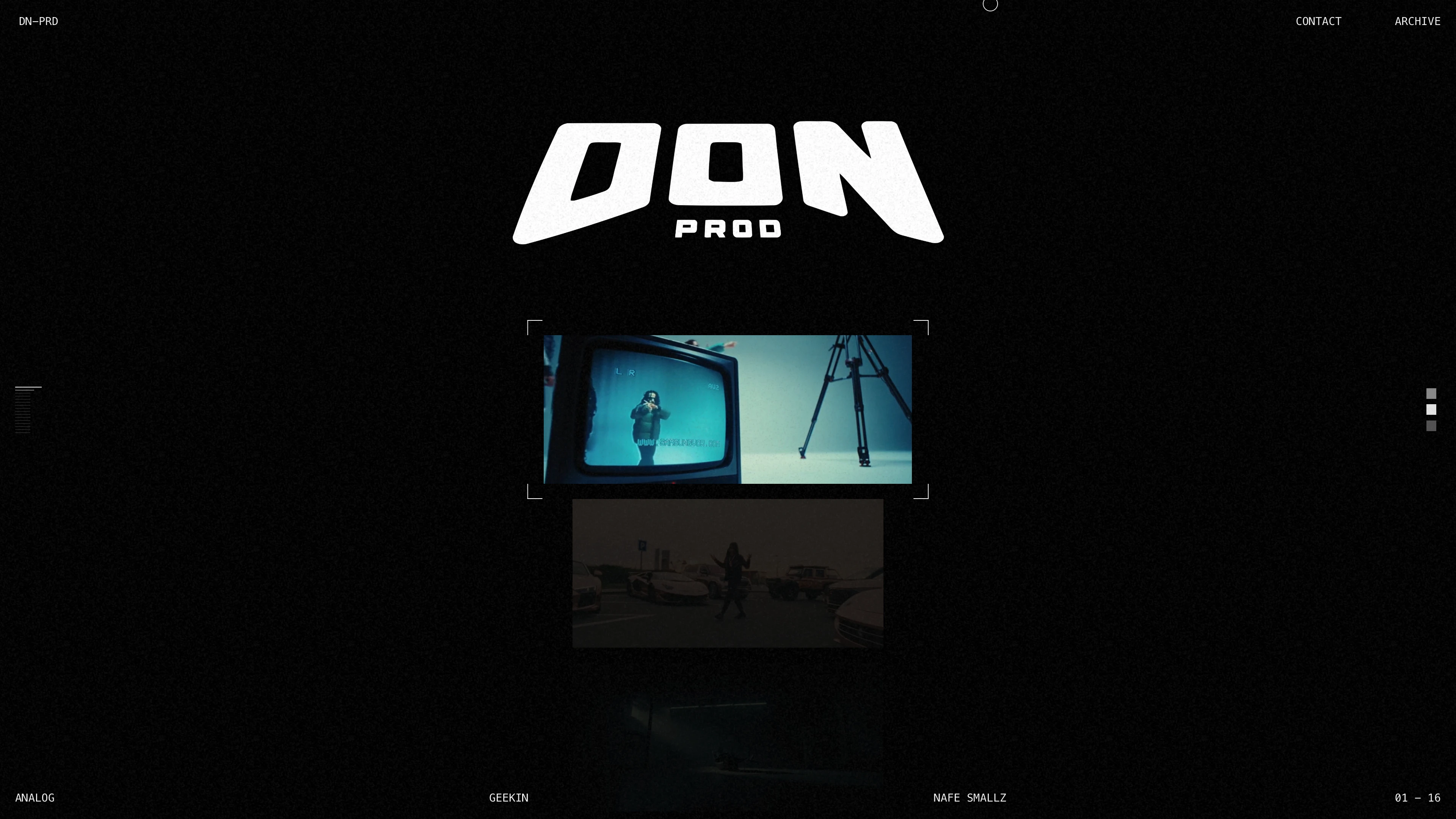 Full page screenshot of the DON PROD website. DON PROD are a dynamic directingtrio from Isle of Wight operating in the London …