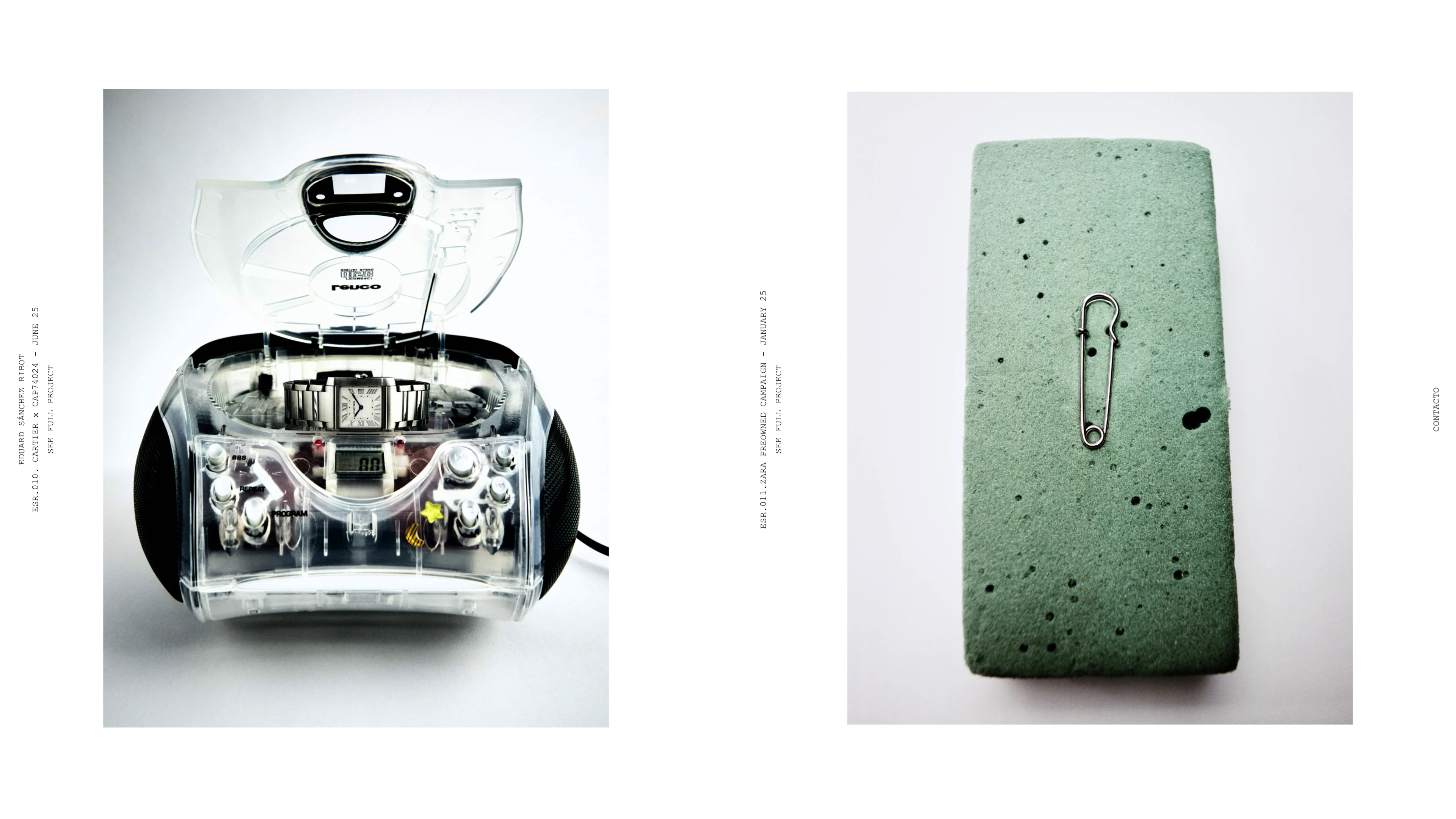 Full page screenshot of the Eduard Sánchez Ribot website. Photographer represented by Jones Mgmt.