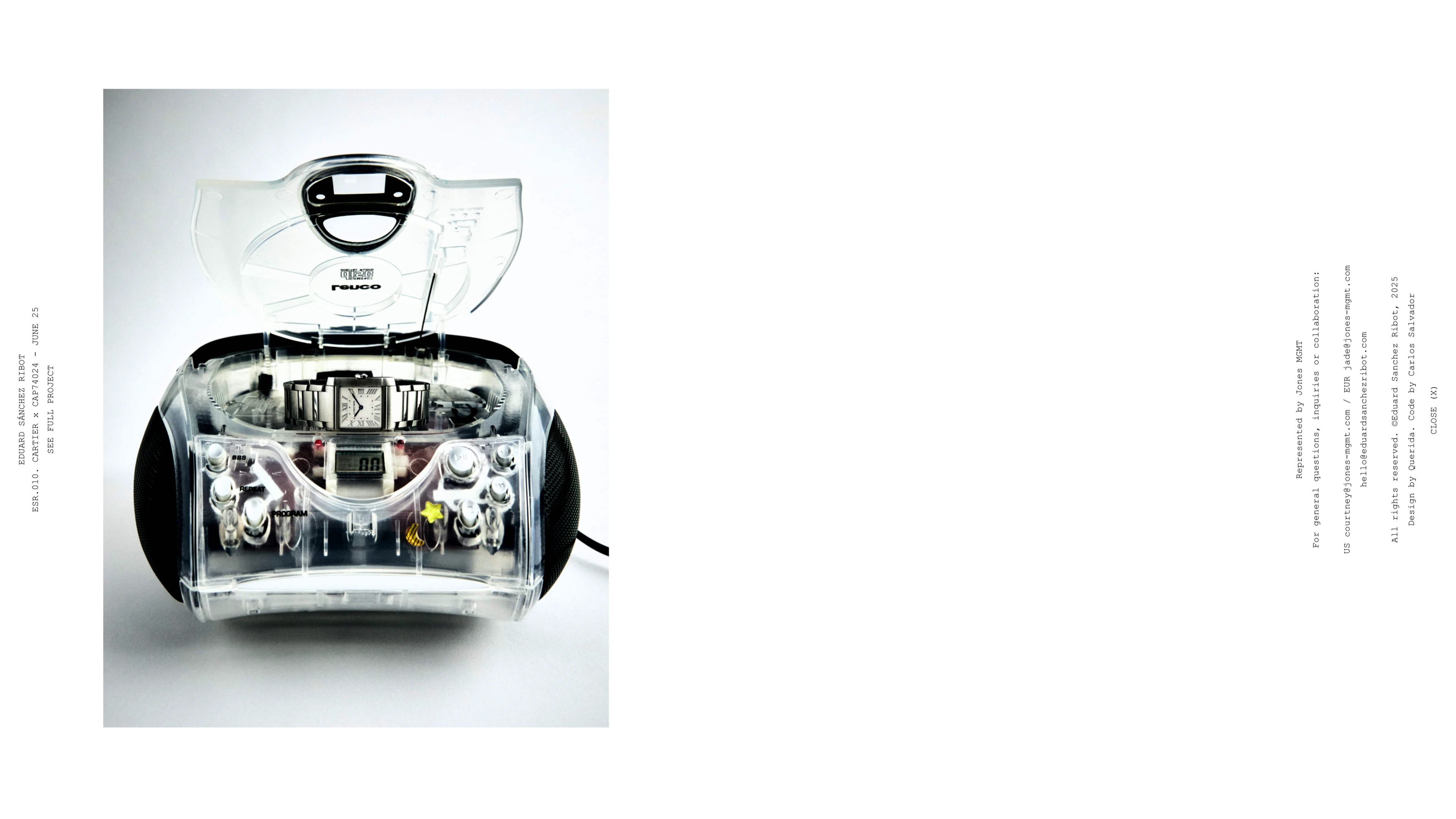 Full page screenshot of the Eduard Sánchez Ribot website. Photographer represented by Jones Mgmt.