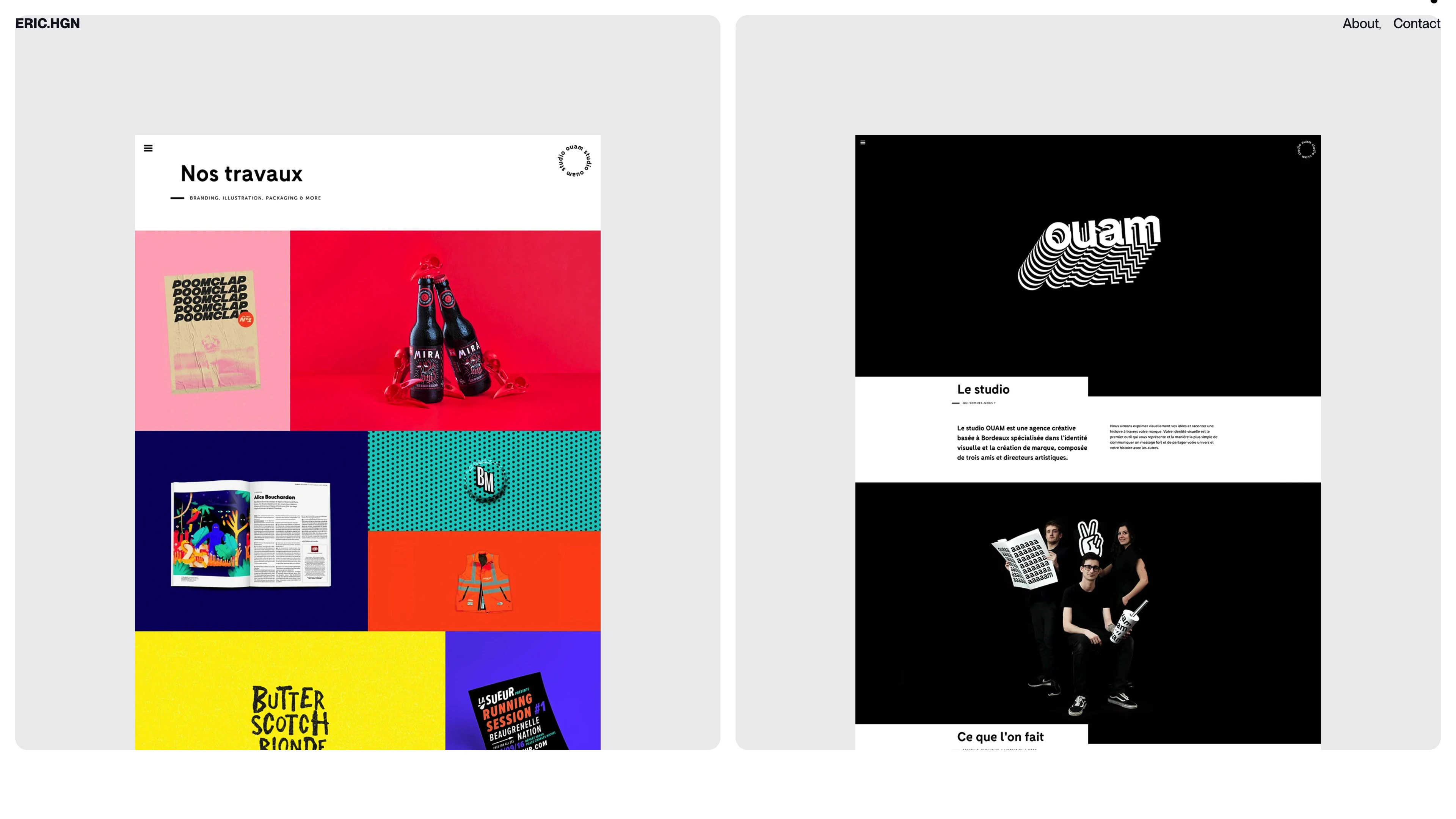 Full page screenshot of the Eric Huguenin website. Freelance Creative Front-End Developer, I help agencies design and develop …