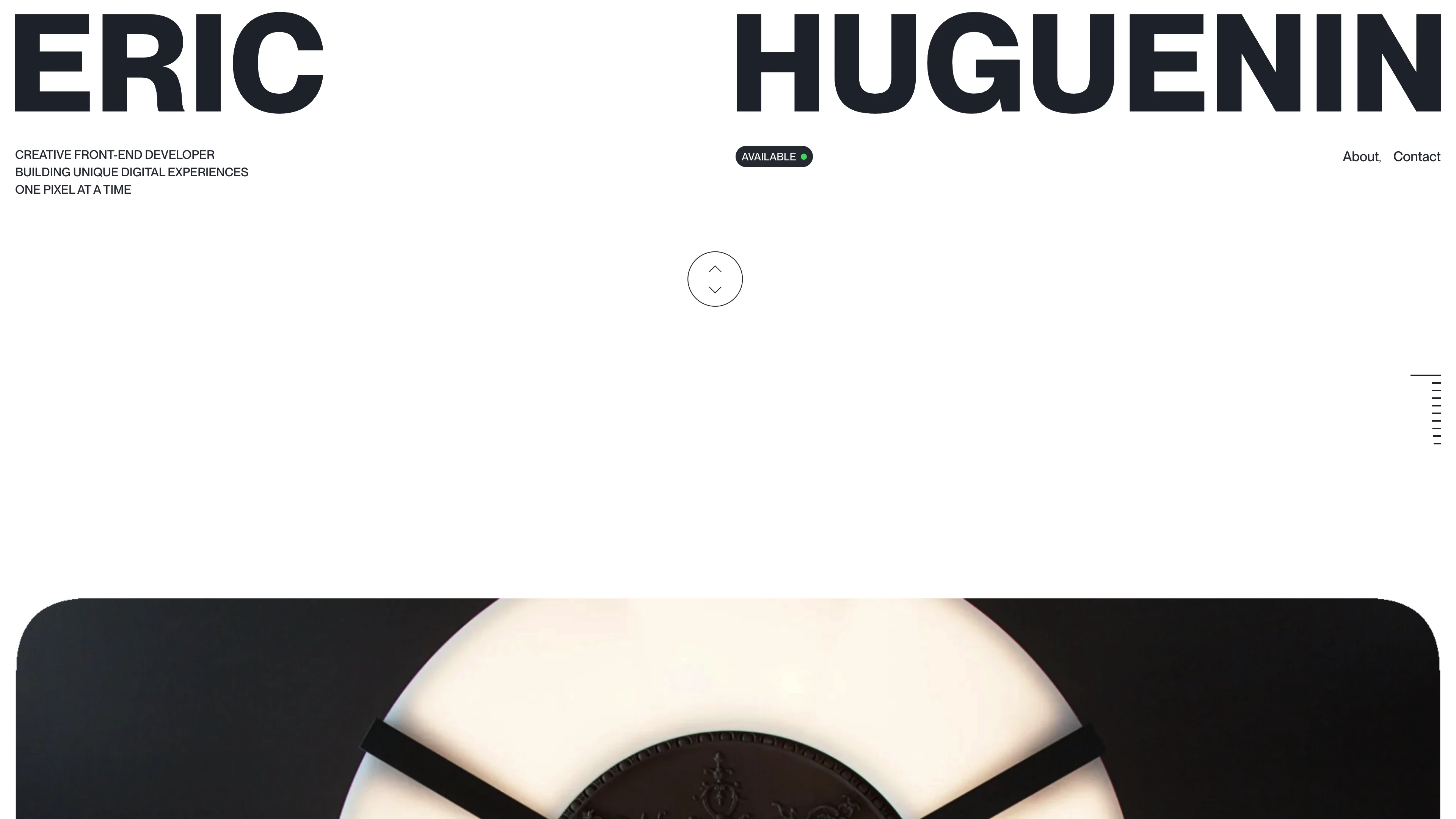 Full page screenshot of the Eric Huguenin website. Freelance Creative Front-End Developer, I help agencies design and develop …