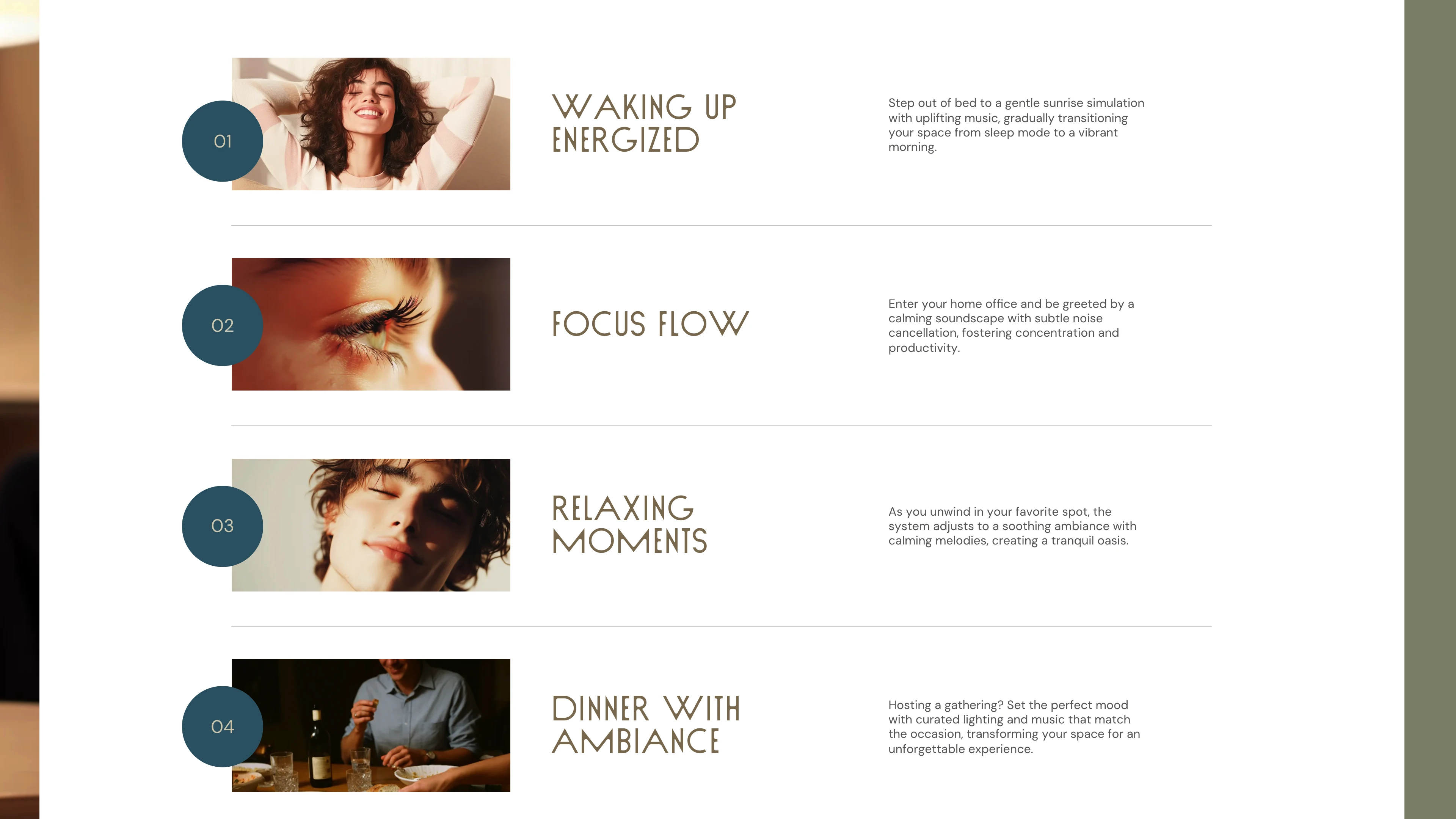 Full page screenshot of the EVOK website. Experience the future of home entertainment, a symphony of sound, furniture & …