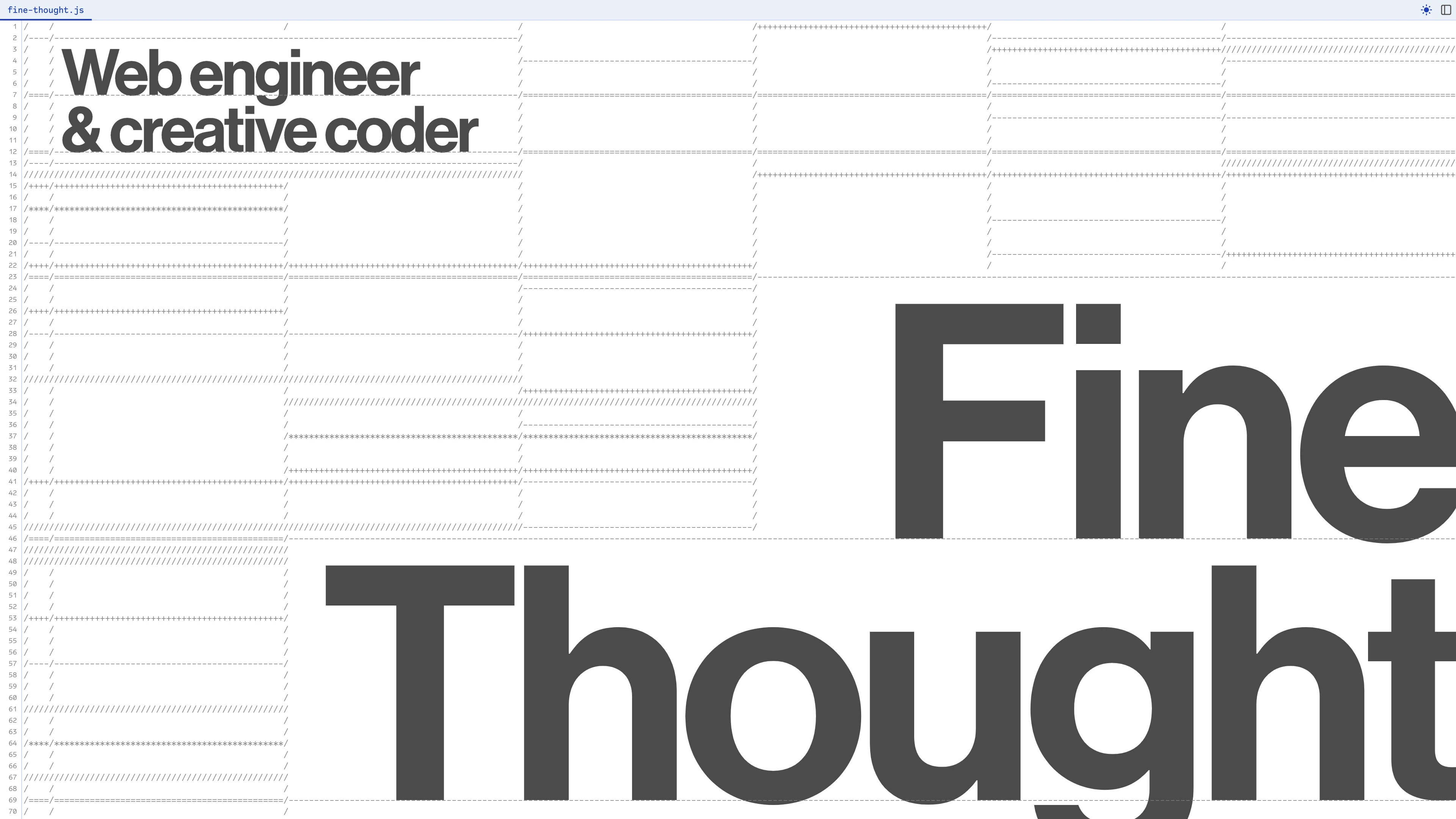 Full page screenshot of the Fine Thought website. The creative persona of Nathan Leigh Davis, a creative technologist and …