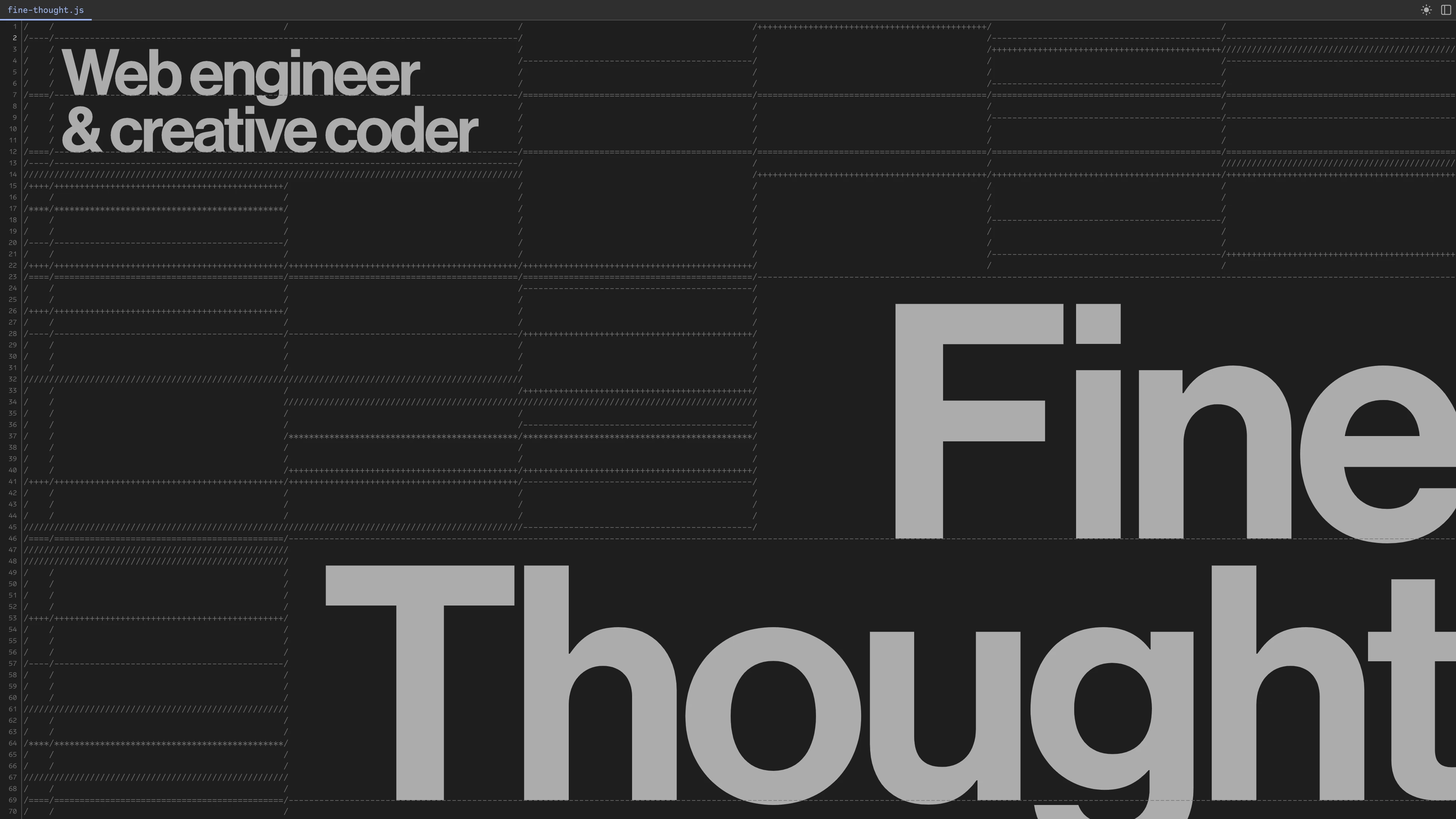 Full page screenshot of the Fine Thought website. The creative persona of Nathan Leigh Davis, a creative technologist and …