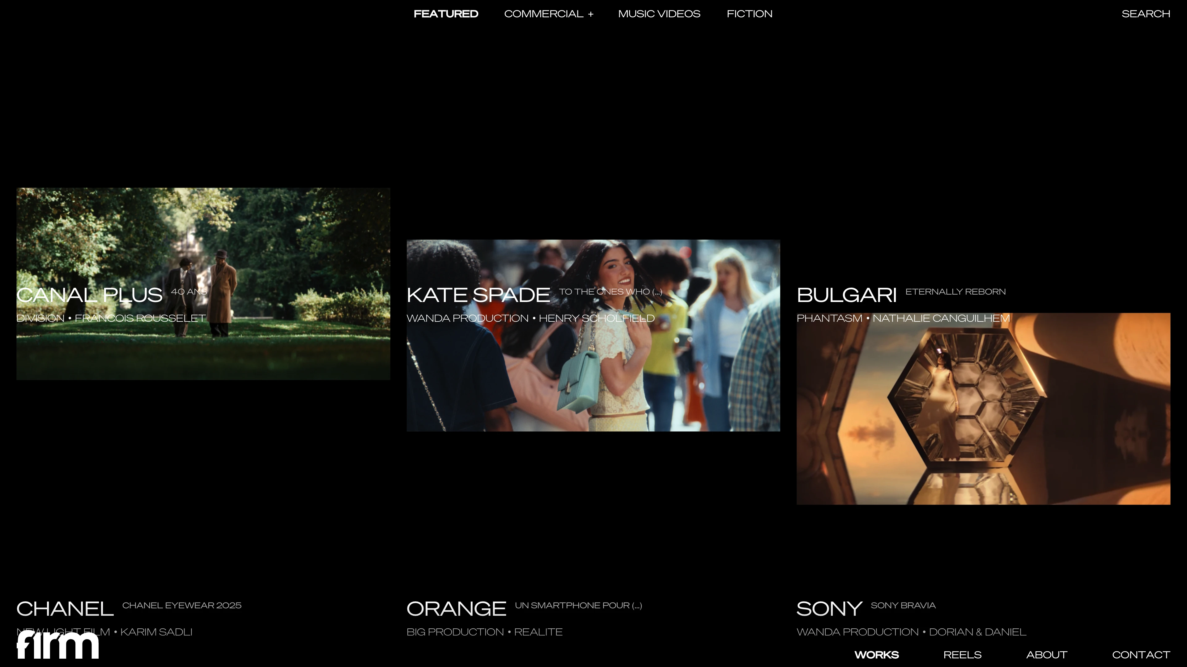 Full page screenshot of the Firm Studio website. Visual studio dedicated to film post-production. Located in the center of Paris, …