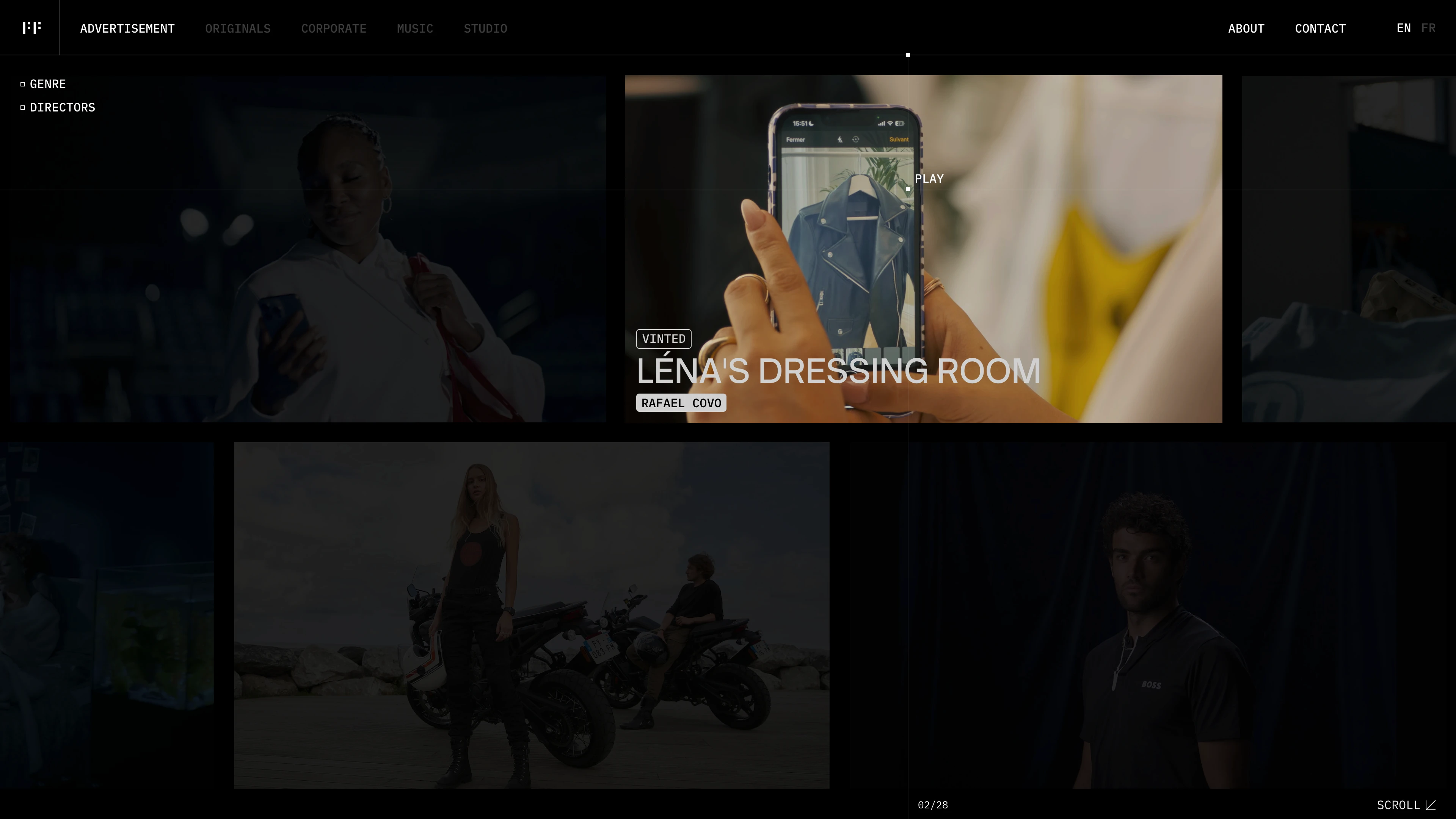 Full page screenshot of the First Frame website. First Frame is a creative production and post-production studio based in Paris, …