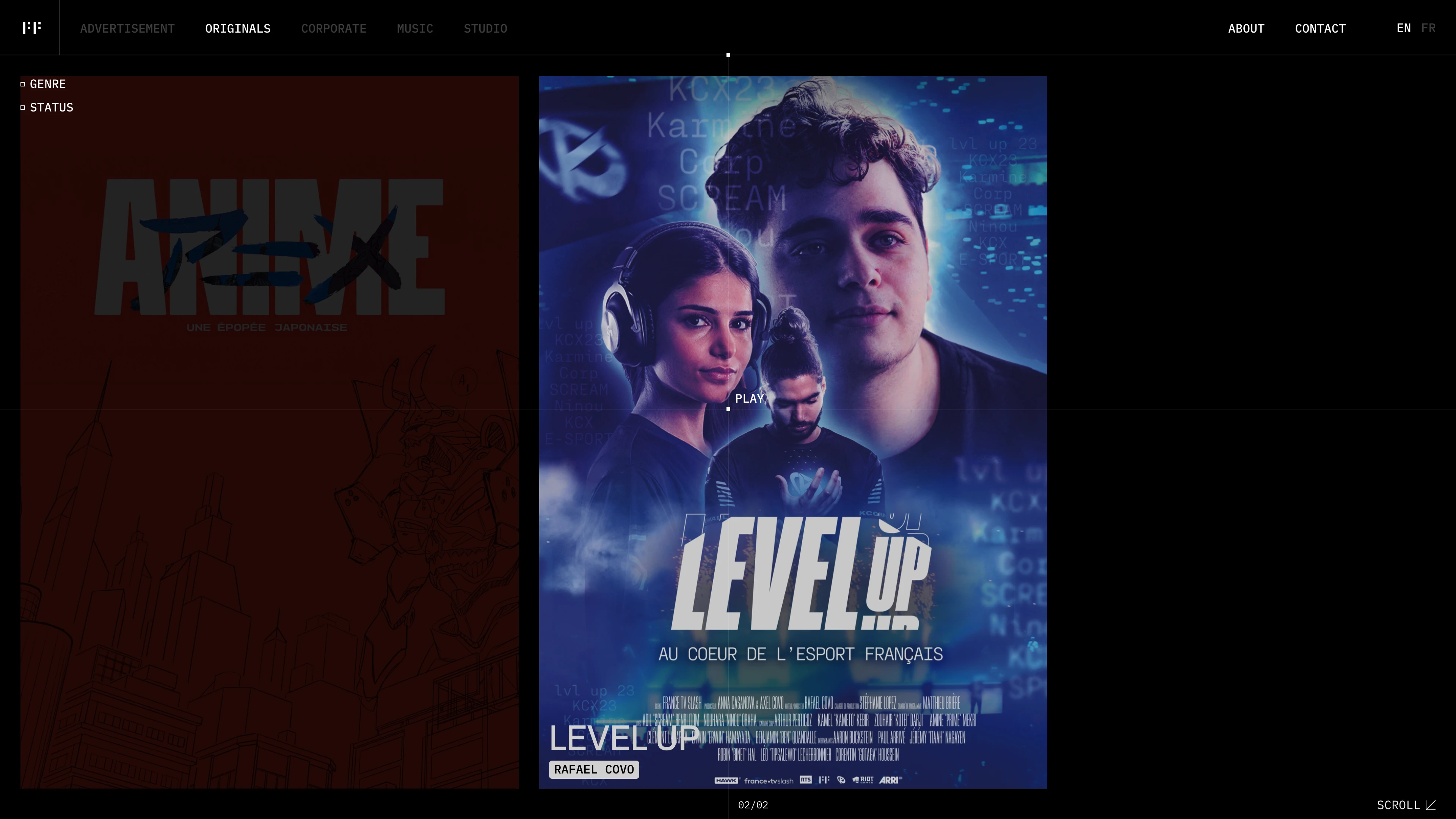 Full page screenshot of the First Frame website. First Frame is a creative production and post-production studio based in Paris, …