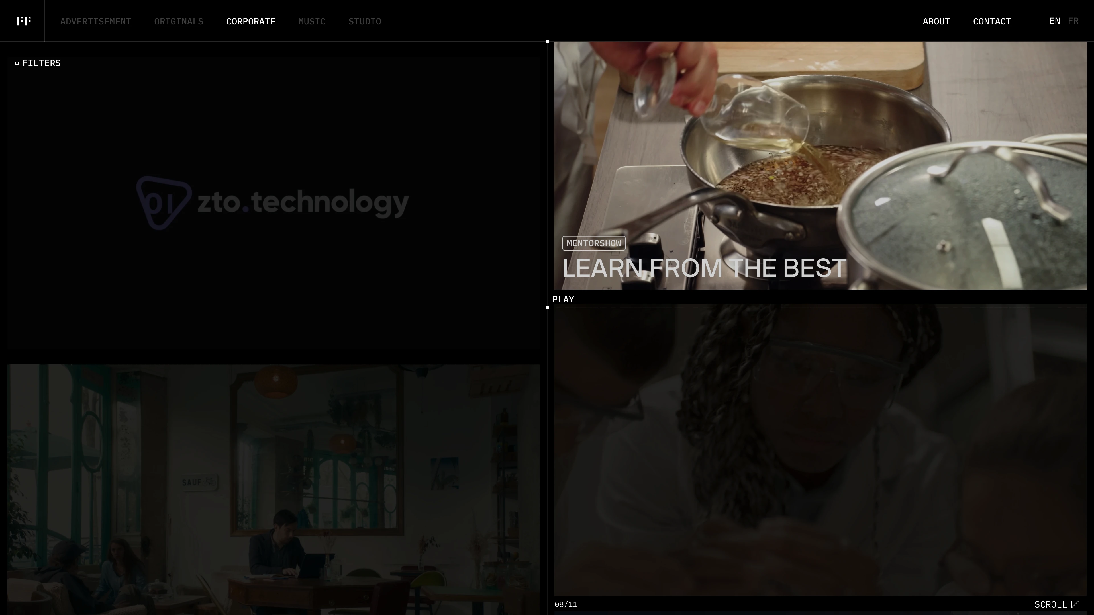 Full page screenshot of the First Frame website. First Frame is a creative production and post-production studio based in Paris, …