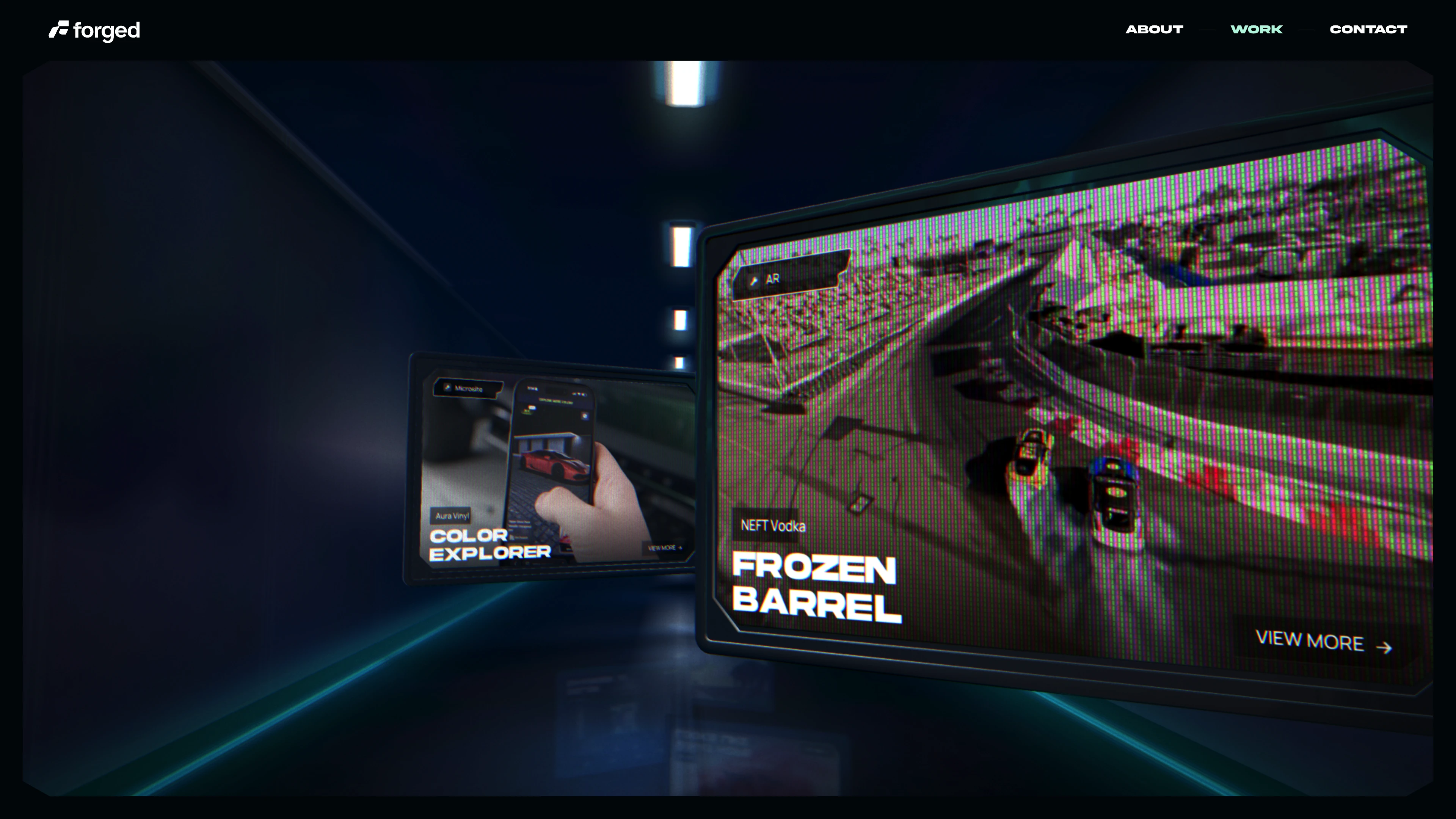 Full page screenshot of the Forged website. A creative studio. Discover how Forged builds next-generation digital …