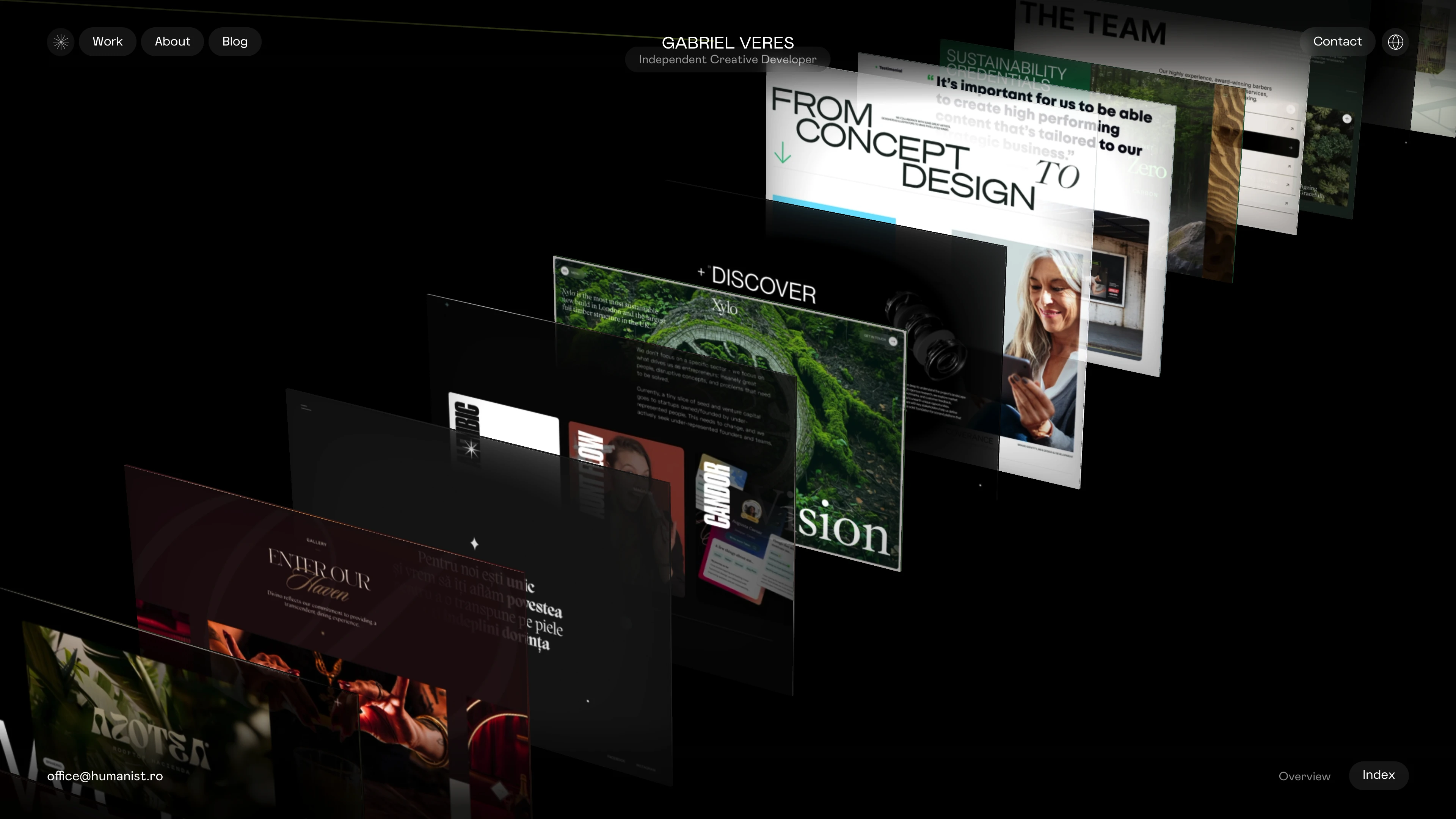 Full page screenshot of the Gabriel Veres website. Independent Creative Web Developer with 10 years of experience. I specialize in …