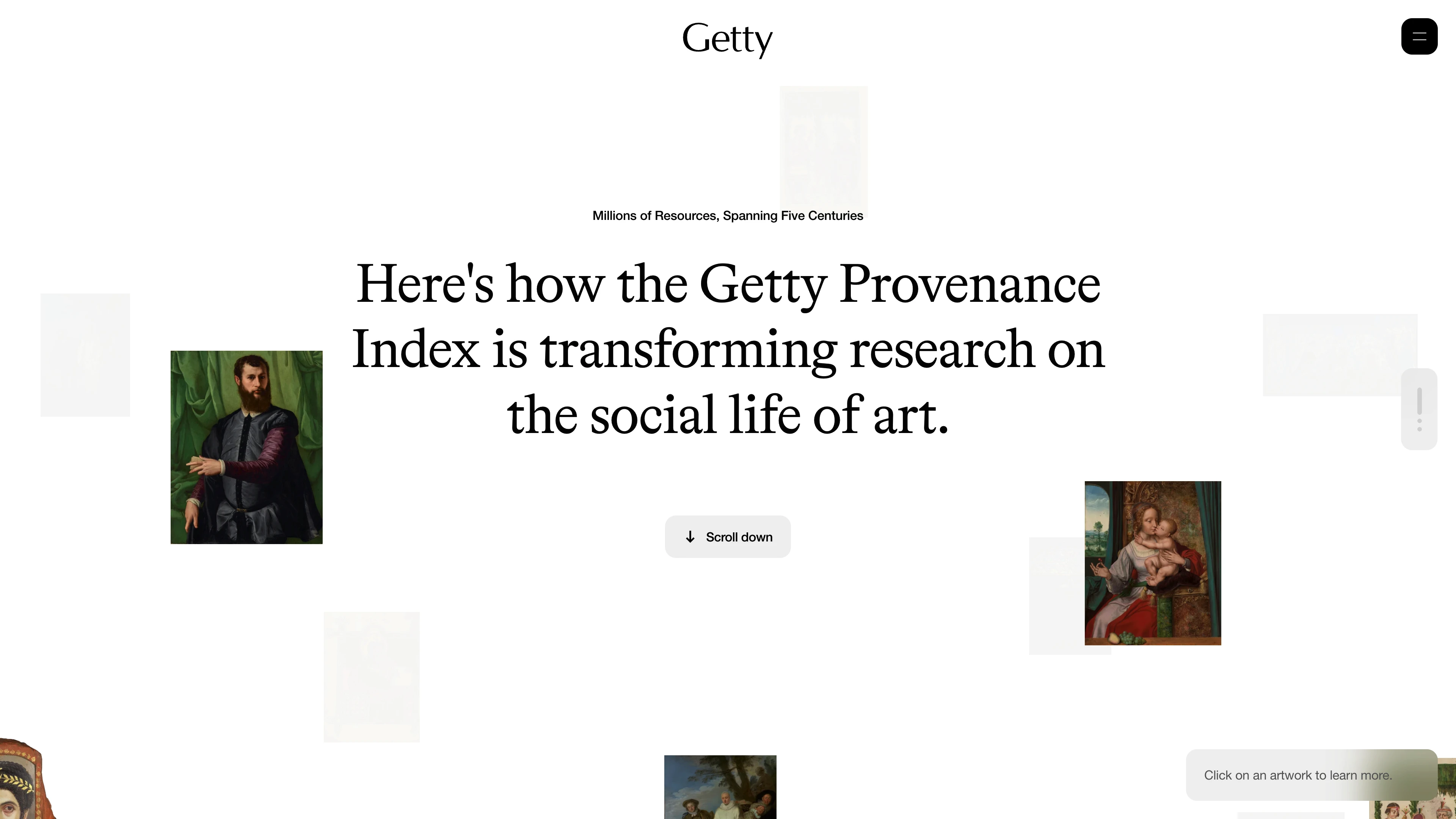 Full page screenshot of the Getty - Tracing Art website. How the Getty Provenance Index is transforming research on the social life of …