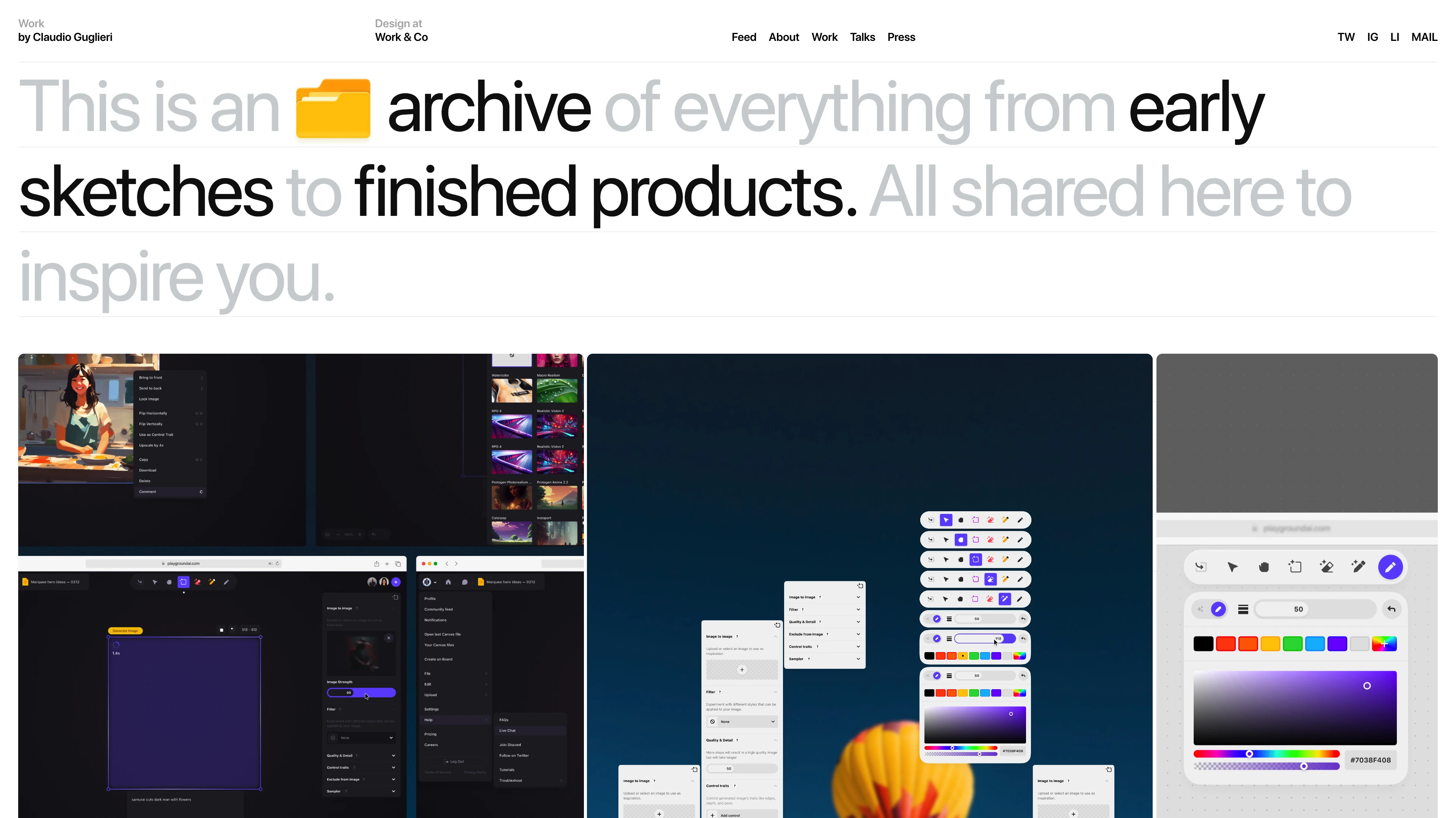 Full page screenshot of the Claudio Guglieri website. Over two decades of experience working for brands, crafting digital products, …