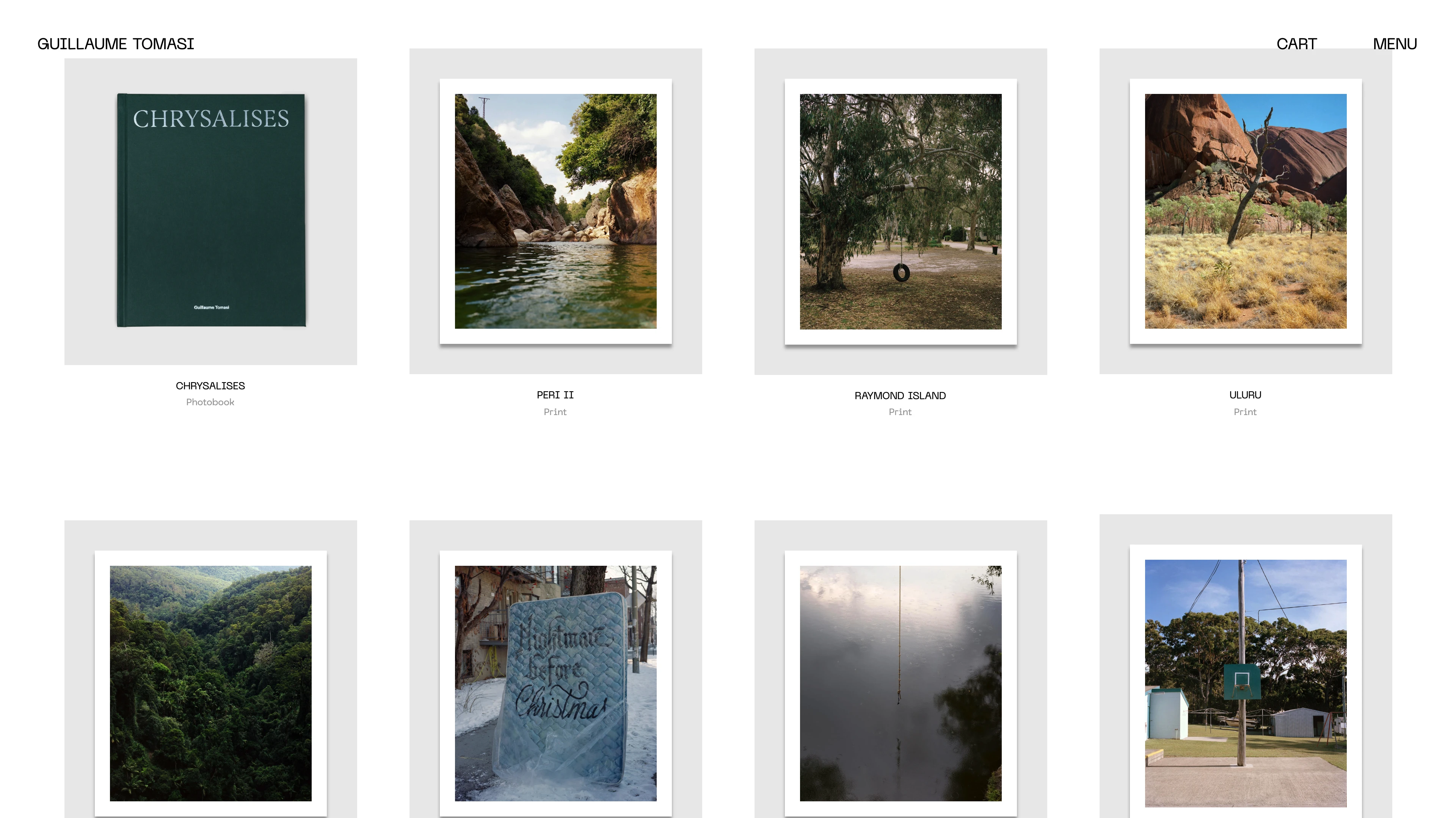 Full page screenshot of the Guillaume Tomasi website. Guillaume Tomasi (b 1984, France) is a photographer and curator based in …