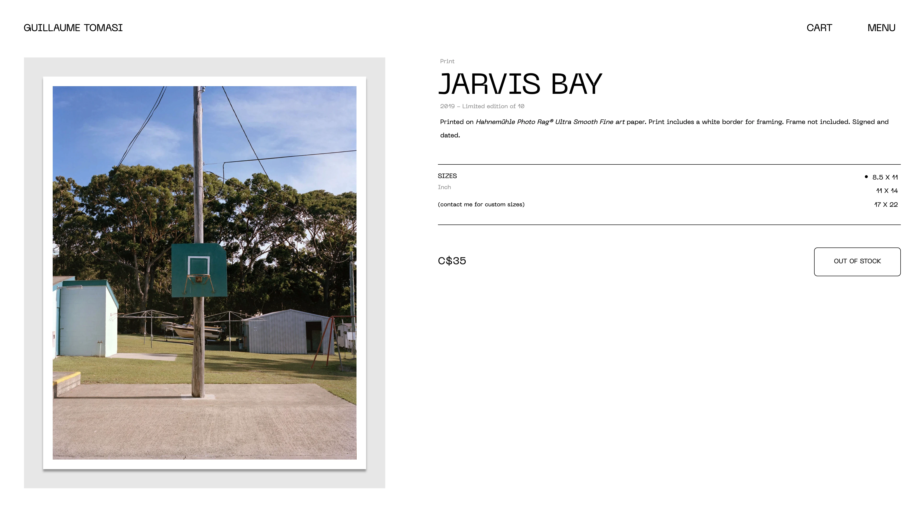 Full page screenshot of the Guillaume Tomasi website. Guillaume Tomasi (b 1984, France) is a photographer and curator based in …