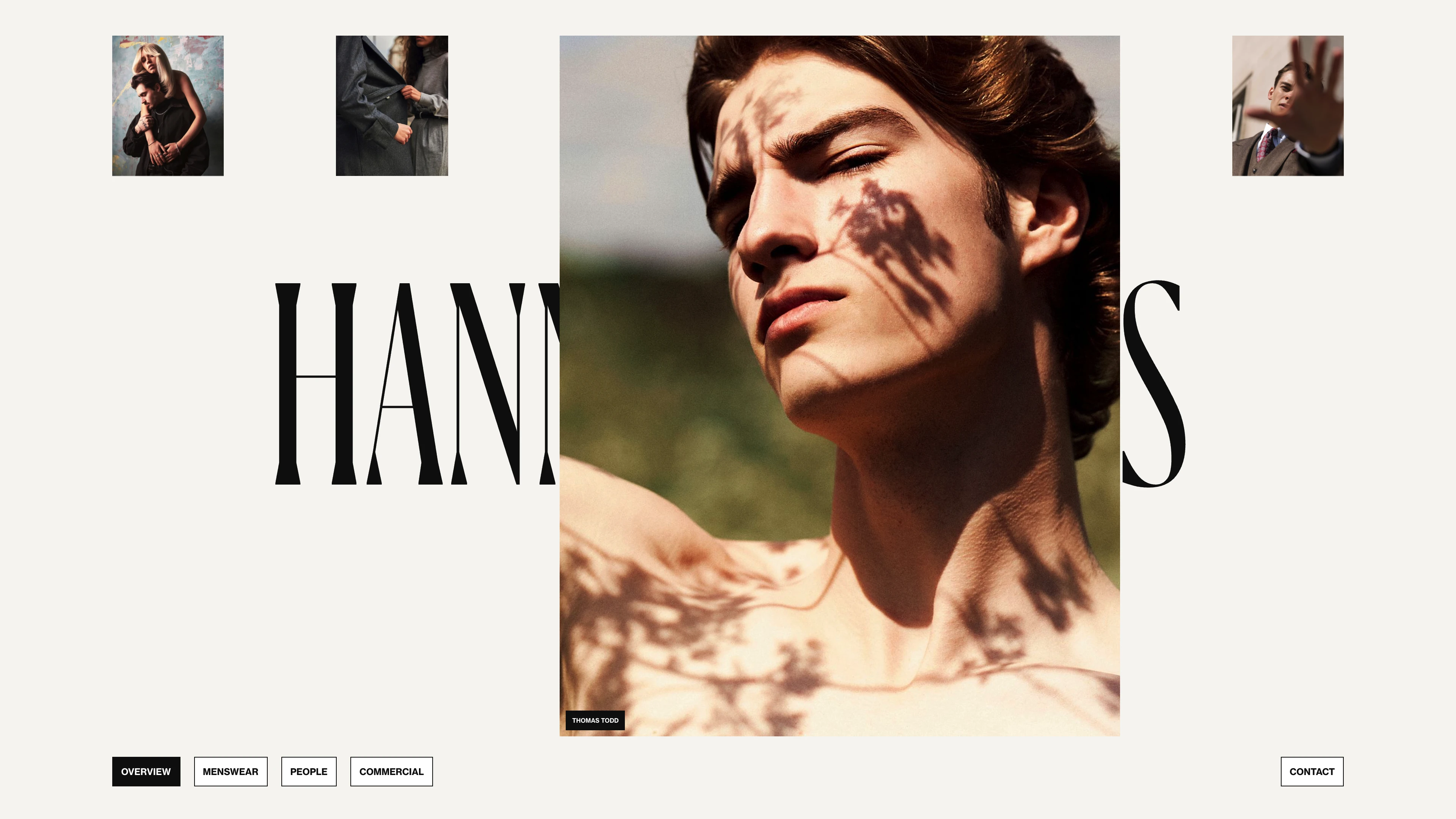 Full page screenshot of the Hannah Miles website. Hannah Miles is a London-based photographer specialising in menswear, people, …
