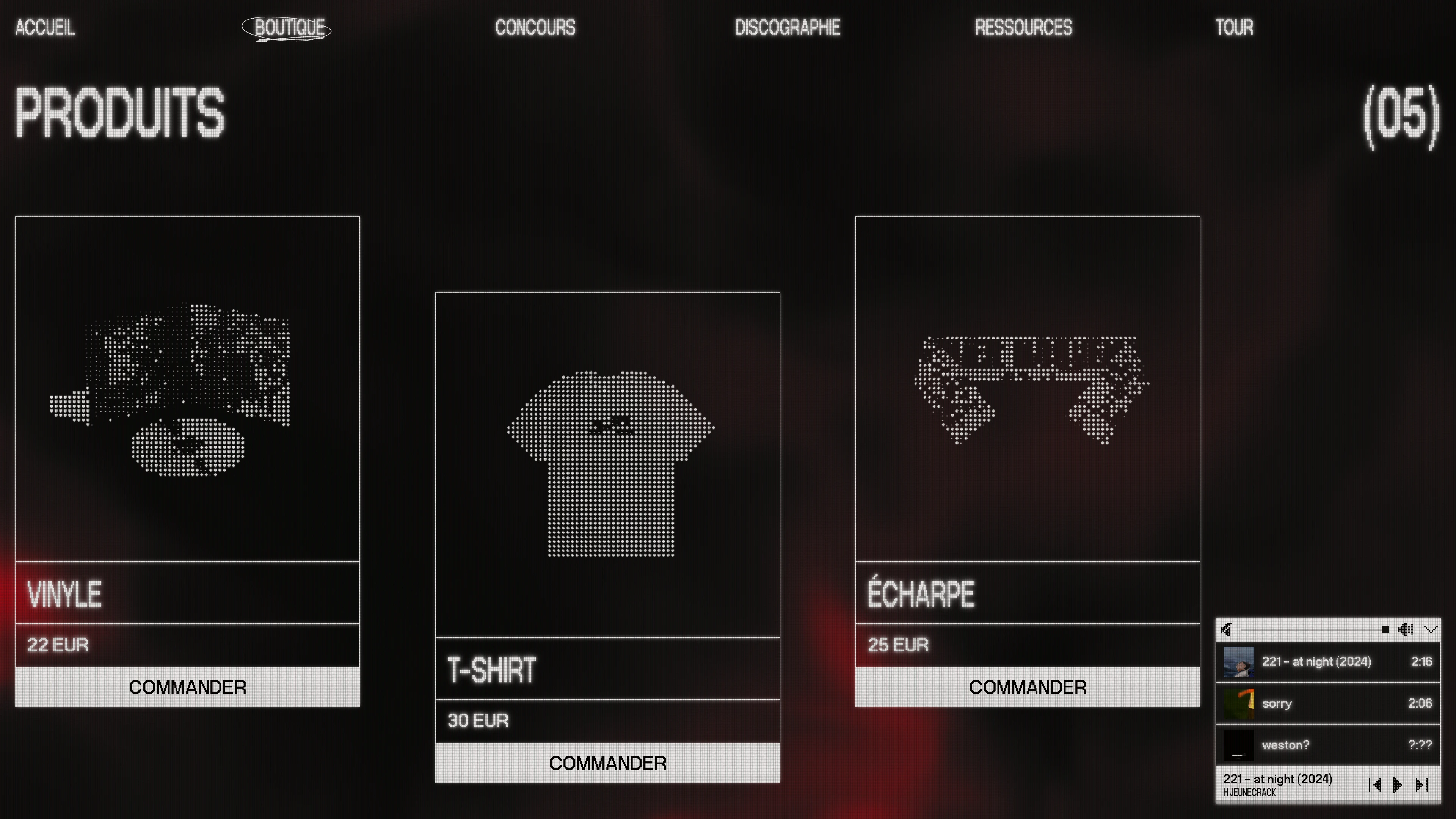 Full page screenshot of the H JEUNECRACK website. Discover HJEUNECRACK: latest releases, videos, tour dates and official …